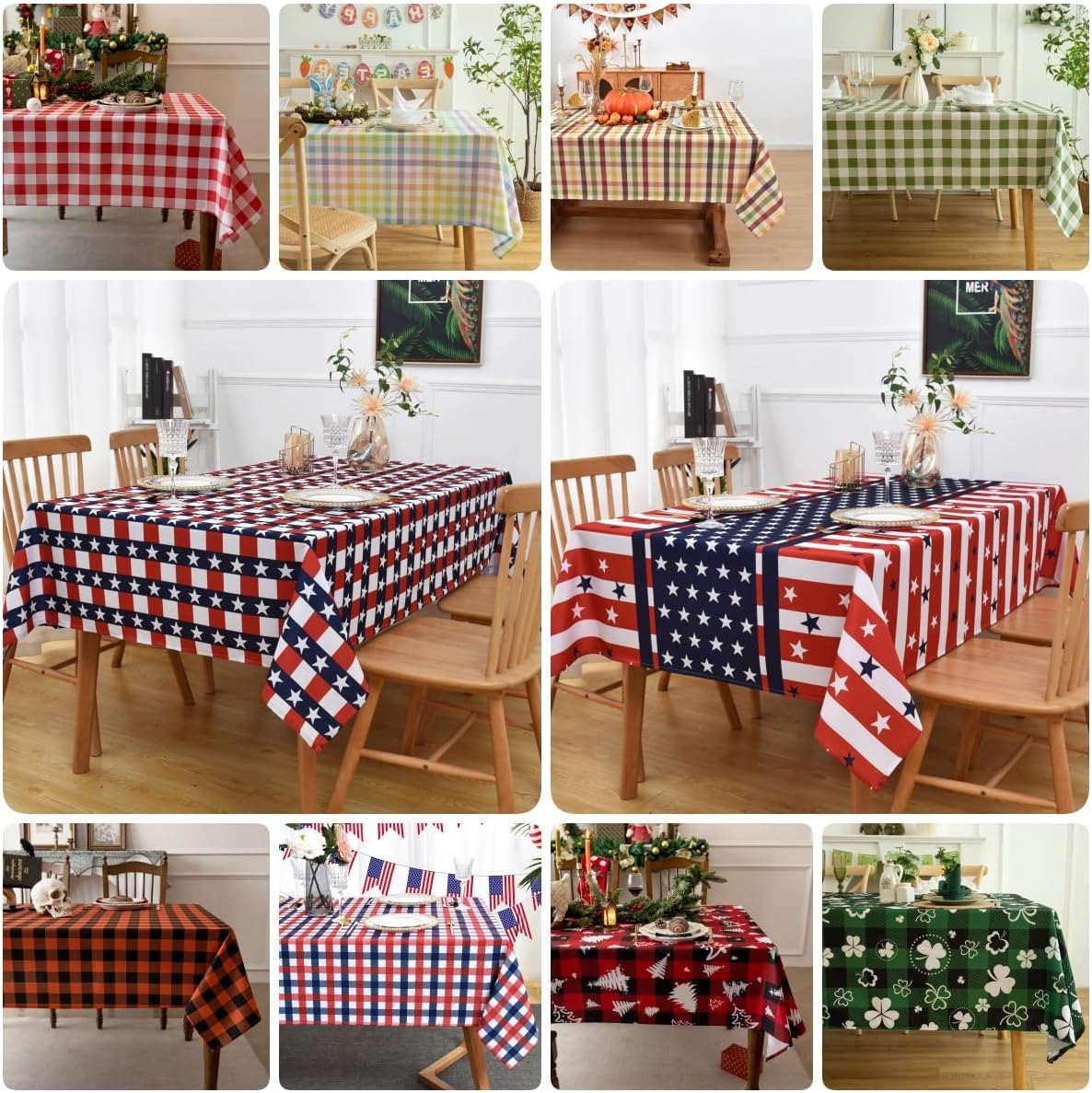 Waterproof Plaid Tablecloth Fabric - Round 50 Inch Classic Gingham Checker Table Cloth for Indoor/Outdoor Use - Buffalo Table Cover for Picnics, BBQs, and Parties