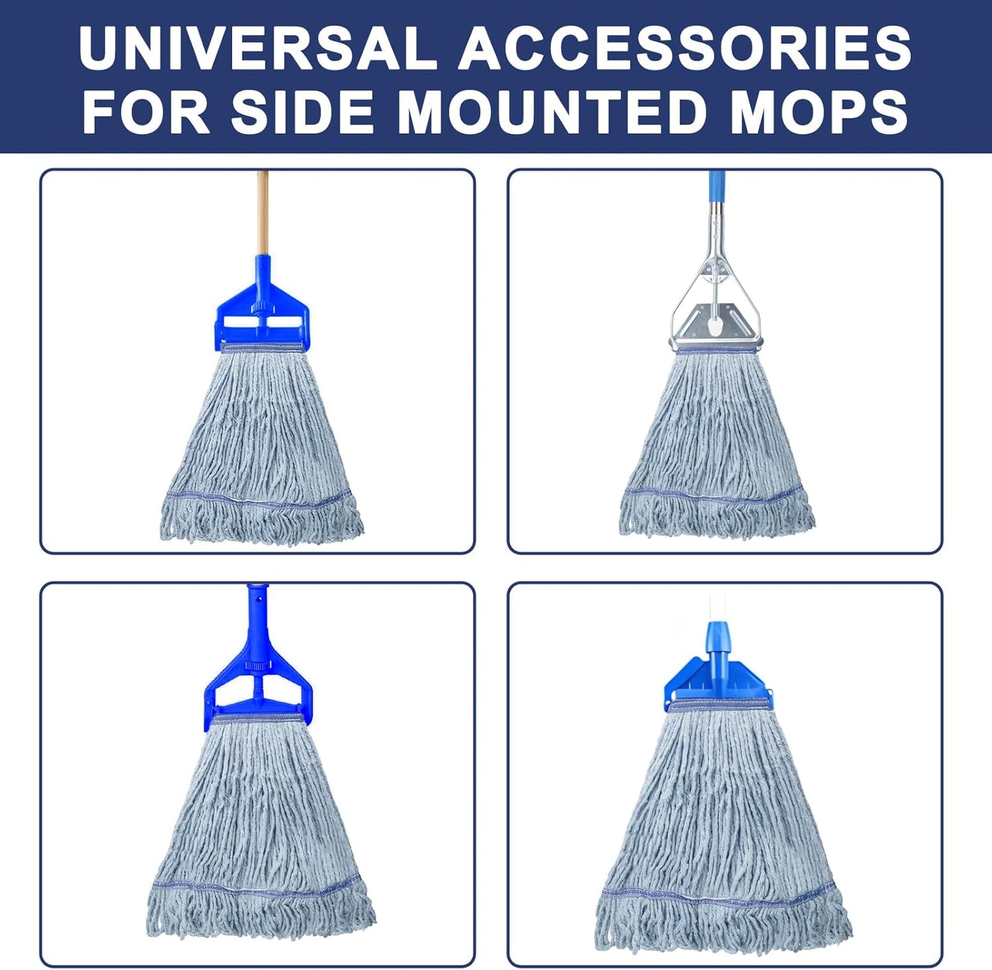 KeFanta 3 Pack Heavy Duty Commercial Mop Head Replacement,Looped End String Cotton Mop Heads,Industrial Wet Mops Refill for Floor Cleaning(Blue)