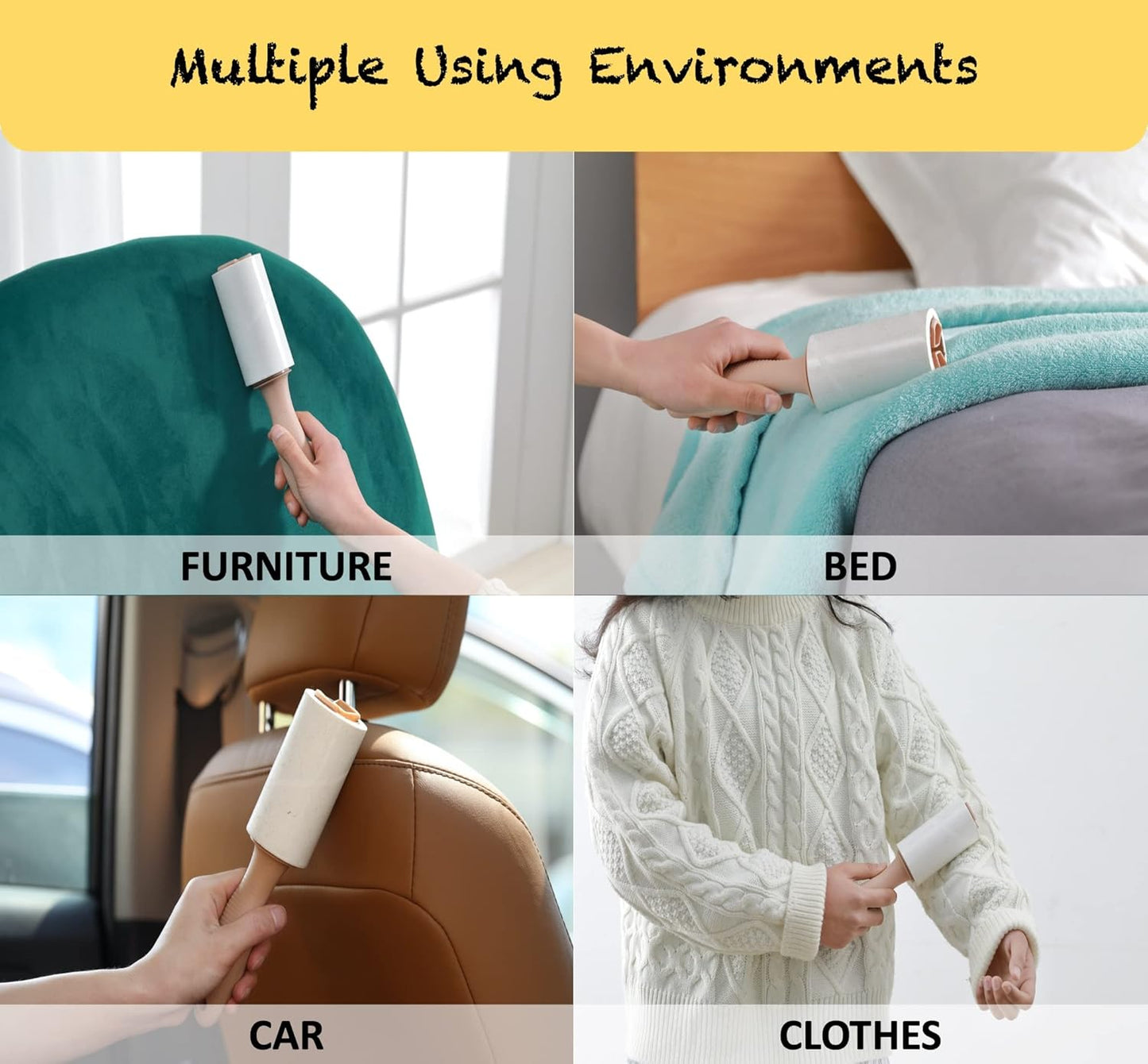 Extra Sticky Lint Roller Refills Only, Total 400 Easy Tear Sheets, Insert Tube Measures 1.5" and Fits Most 3.9"-4" Standard Size Lint Roller Handle, Works Great On Pet Hair(Pack of 4)