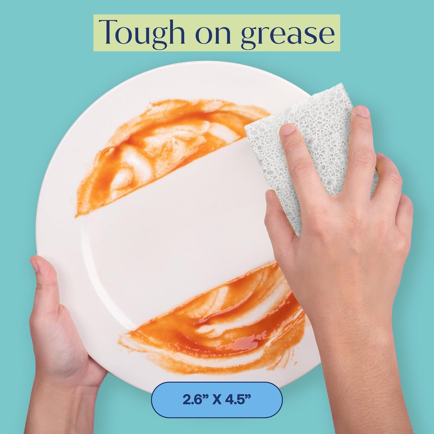 FabTab Coconut and Cellulose Sponges, Plant-Based, Non-Scratch Cleaning Sponges for Dishes, Sinks, Stoves, Countertops, Odorless Kitchen Sponge, Reusable, Dishwasher Safe 6-Count