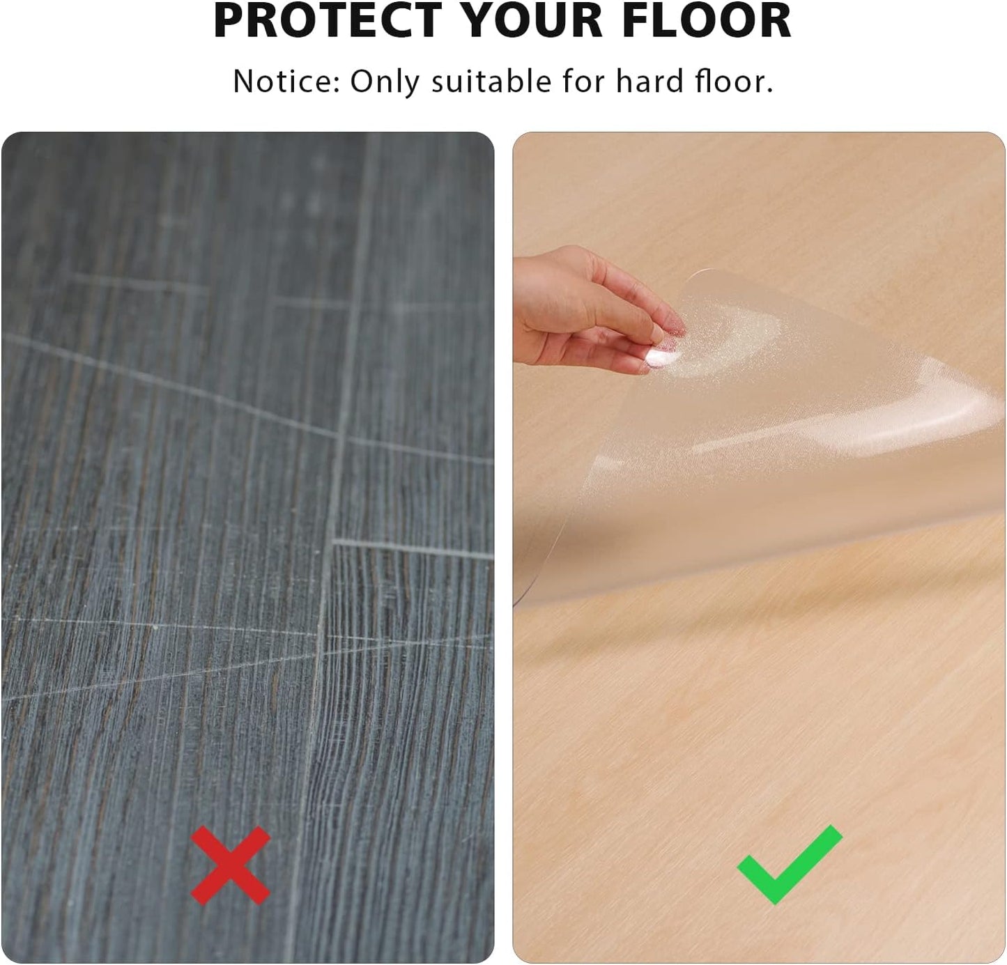 Floor Mats for Home, 5'×7' Clear Area Rug for Dining Room, Durable Non-Slip Hard Floor Living Room Rug, PVC Waterproof Rolling Chair Protector for Kitchen, Bedroom, High Traffic Areas