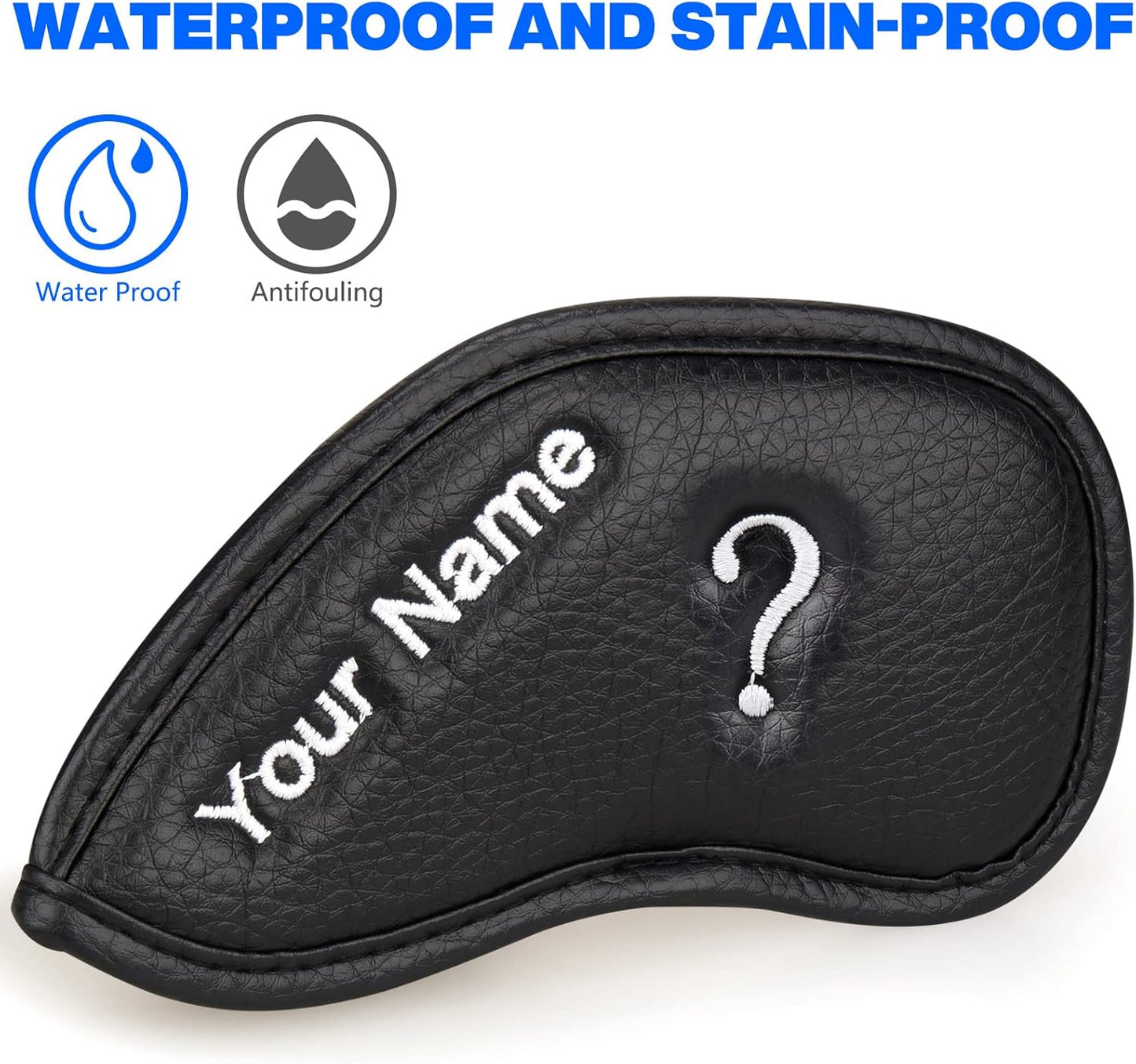 CRAFTSMAN GOLF 12pcs or 1pc Thick Synthetic Leather Golf Iron Head Covers Set Headcover Fit All Brands Callaway Ping Taylormade Cobra Etc. Also Custom Name