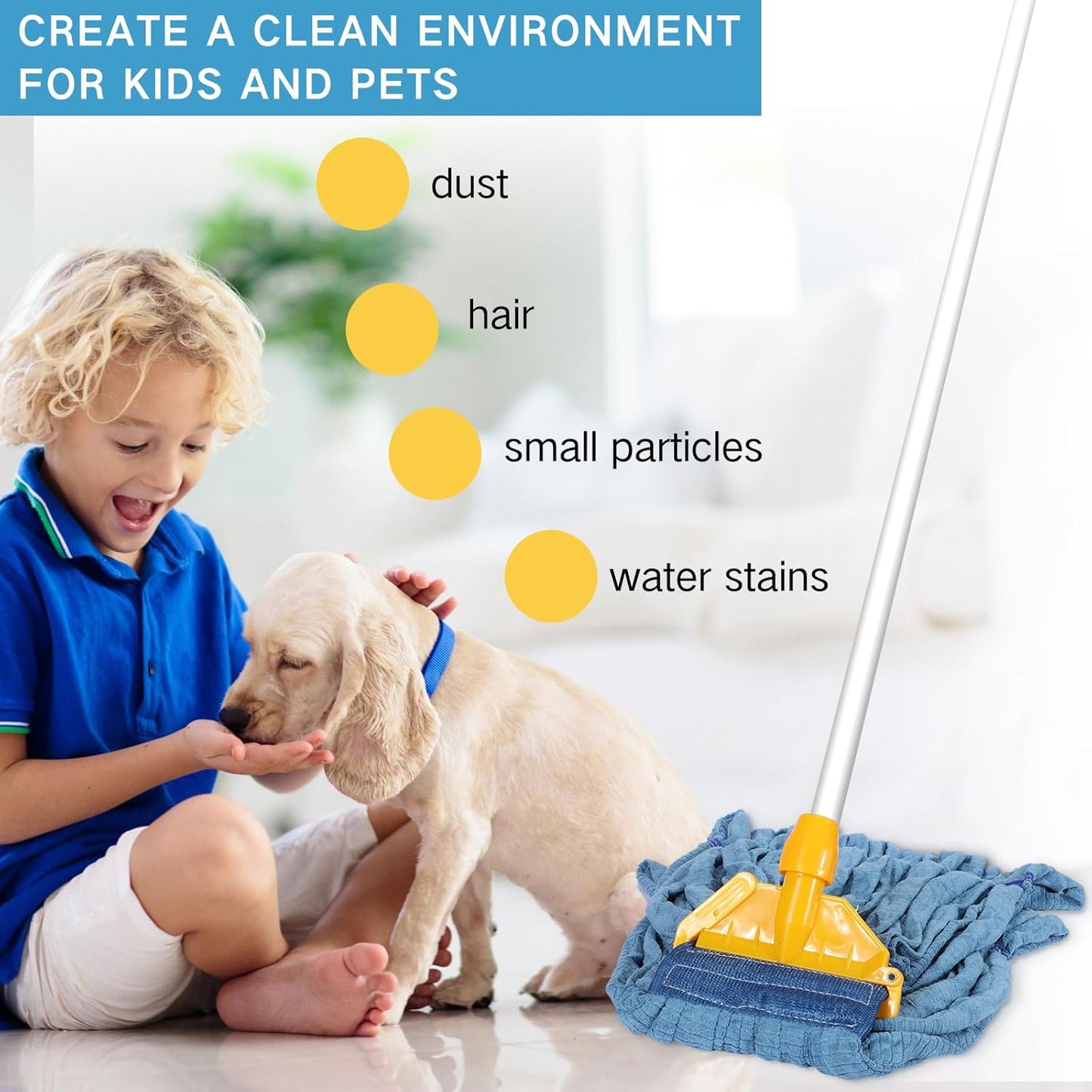 Lallisa 10 Pcs Commercial Mop Head Replacement Tube Microfiber Mop Heads for Floor Cleaning Industrial Mop Heads Looped End Wet Mop Head Refill for Home Commercial Industrial Use (Blue,14 oz)