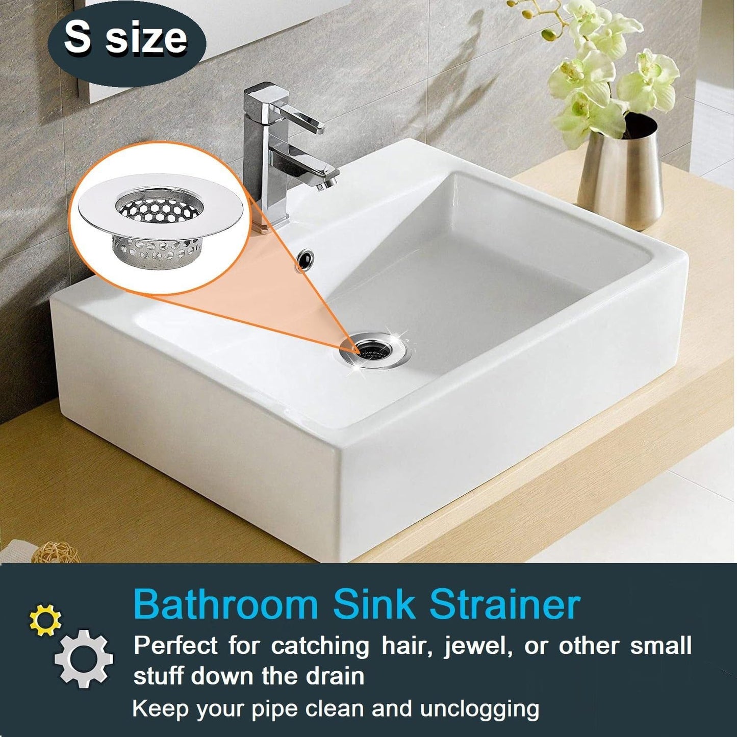 Bathroom Drain Strainers (Set of 3 Sizes), Hair Catcher for Bathroom Sink Bathtub Shower Floor Drain, Stainless Steel Filter Trap Fit Drain Hole from 1.2” to 2.17”