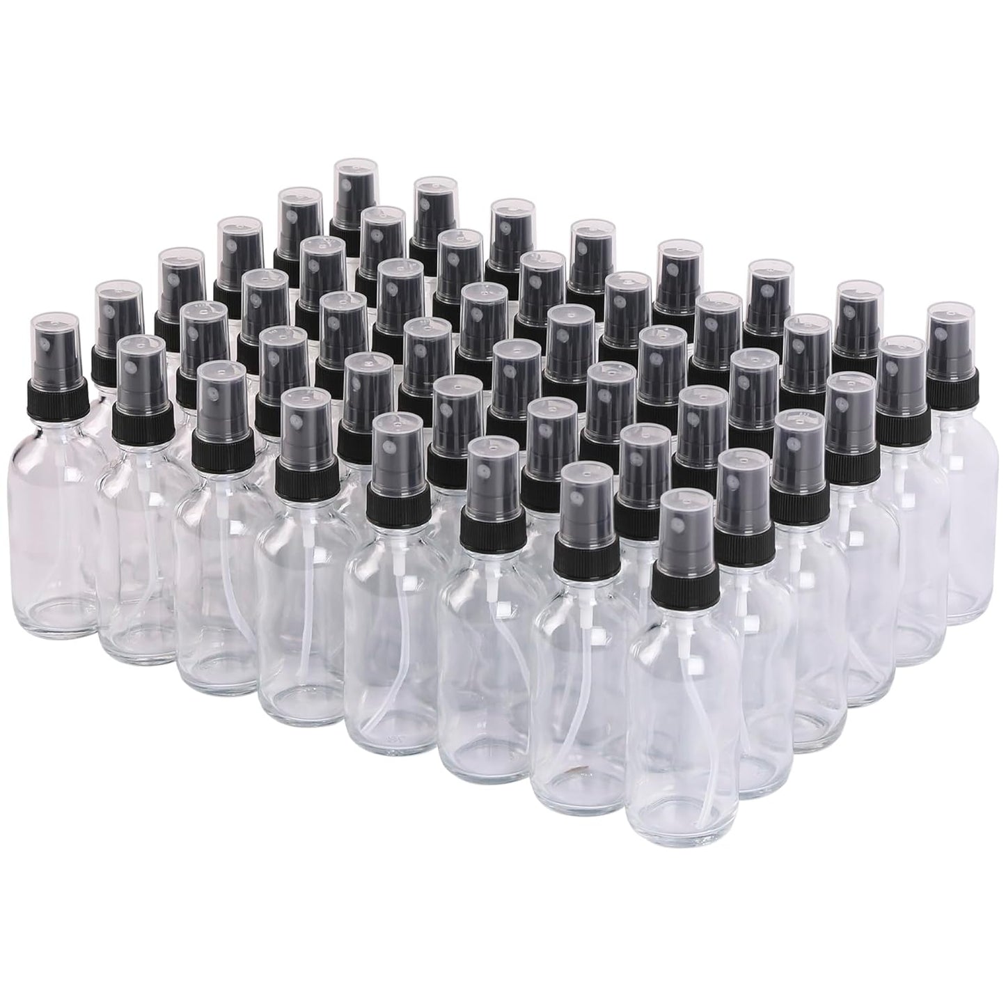 Clear Glass Small Spray Bottles 2 oz 48 Packs,Fine Mist Sprayer Pretty Finish,Refillable Containers mini spray bottles for Cleaning Solutions and Skin Care (Clear 48Pack)