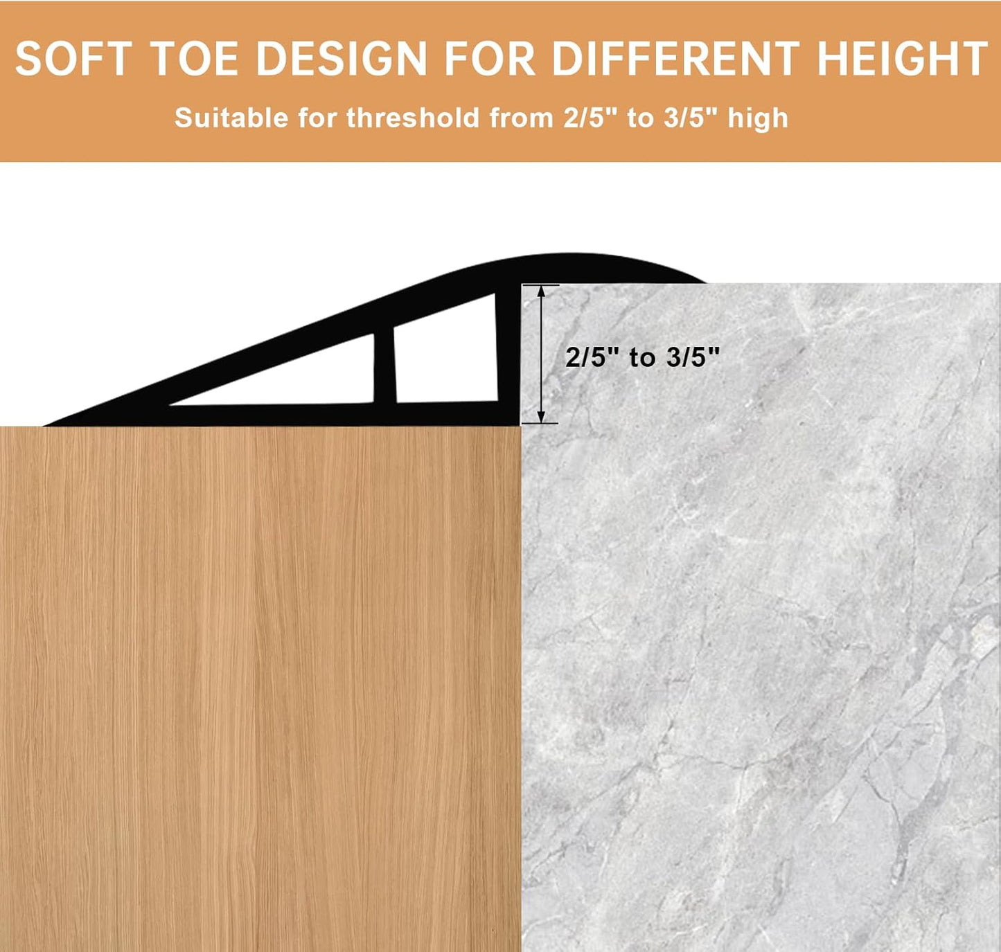 Vinyl Door Threshold Flooring Transition Strip Self Adhesive Carpet Edging Strip for Laminate Doorway Edge Threshold from 2/5" to 3/5" (Light Yellow Wood Grain, 6.6 Ft)