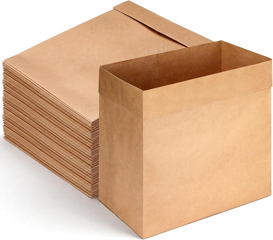 30 Pcs Trash Compactor Bags for Kitchen Pre-Cuffed Heavy Duty Kraft Paper Compactor Bags with Waterproof Liner Reinforced Bottom for Kitchen Use, 20.47 x 15.75 x 8.66"