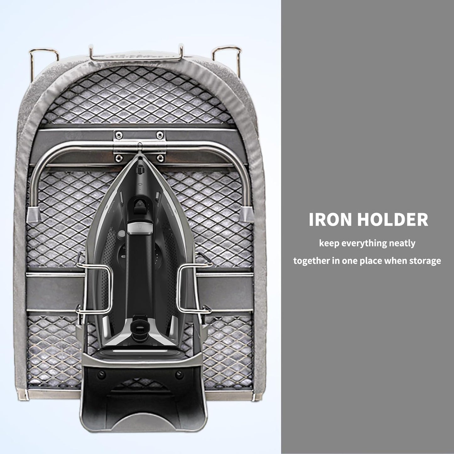 Tabletop Ironing Board Folding with Iron Holder and Iron Rest, Portable Space Saving Small Metal Ironing Board (Gray)