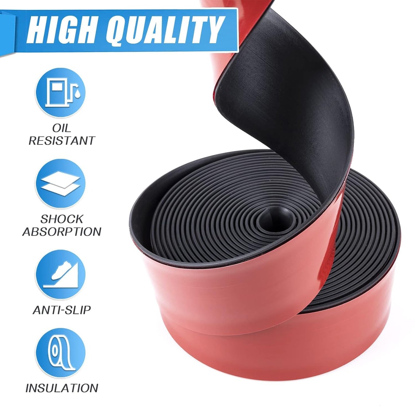 Neoprene Rubber Strips Self Adhesive Sheets, Rolls & Strips with Adhesive Backing Rubber Pads Self Stick Seal Gasket Sticky Back for Matting Padding - 2" Wide x 1/5" Thick x 20' Long
