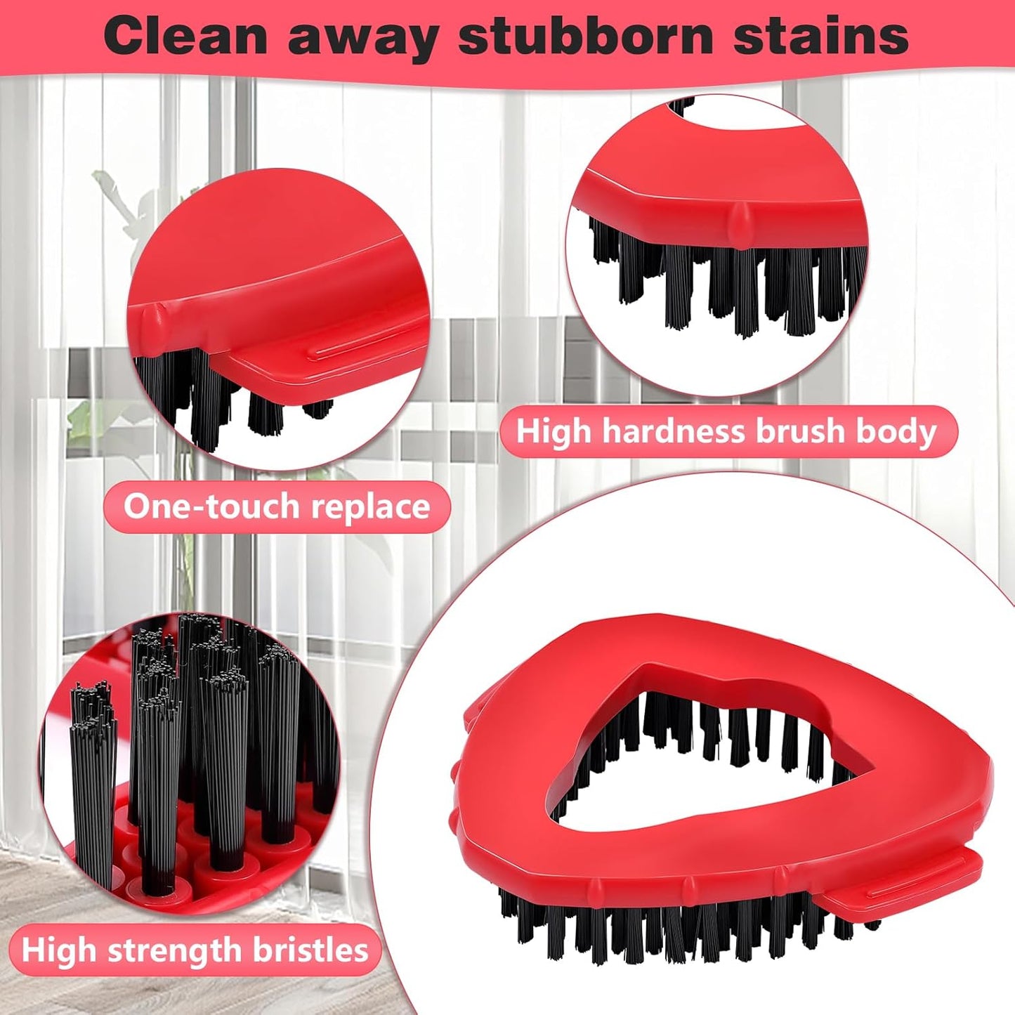 Mop Heads Replacements Complete Combo for O-Ceda,4Pcs White Machine Washable Microfiber Spin Mop Refills Replace Heads,2 Scrub Brushs,1 Base,1 Set Handle,Spin Mop Replacements for Tub and Tile