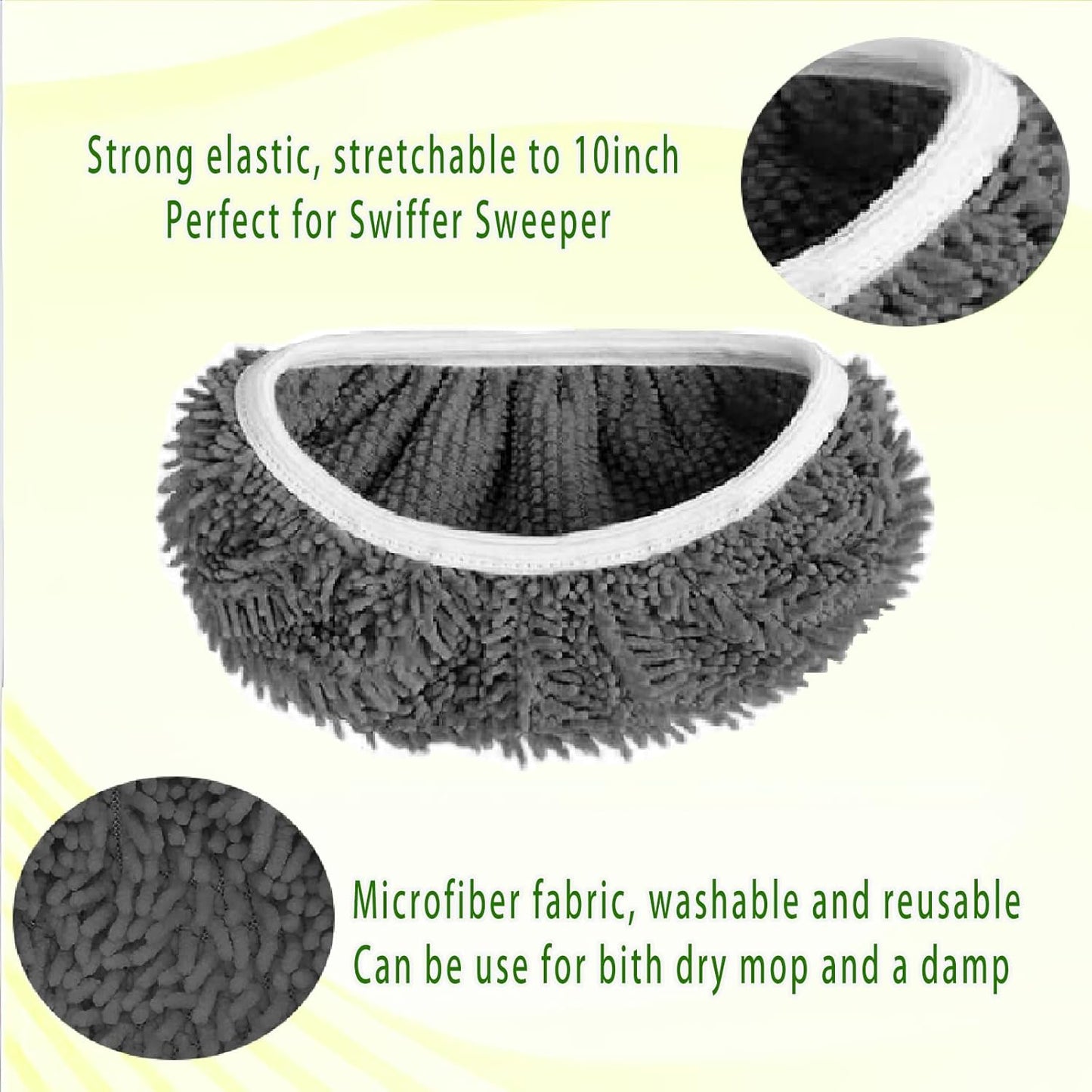Reusable Microfiber Mop Pads Washable Wet Pads Compatible with Swiffer Sweeper Refills Pads for Wet & Dry Sweeping Cloths Mop Head Replacement for Household Cleaning