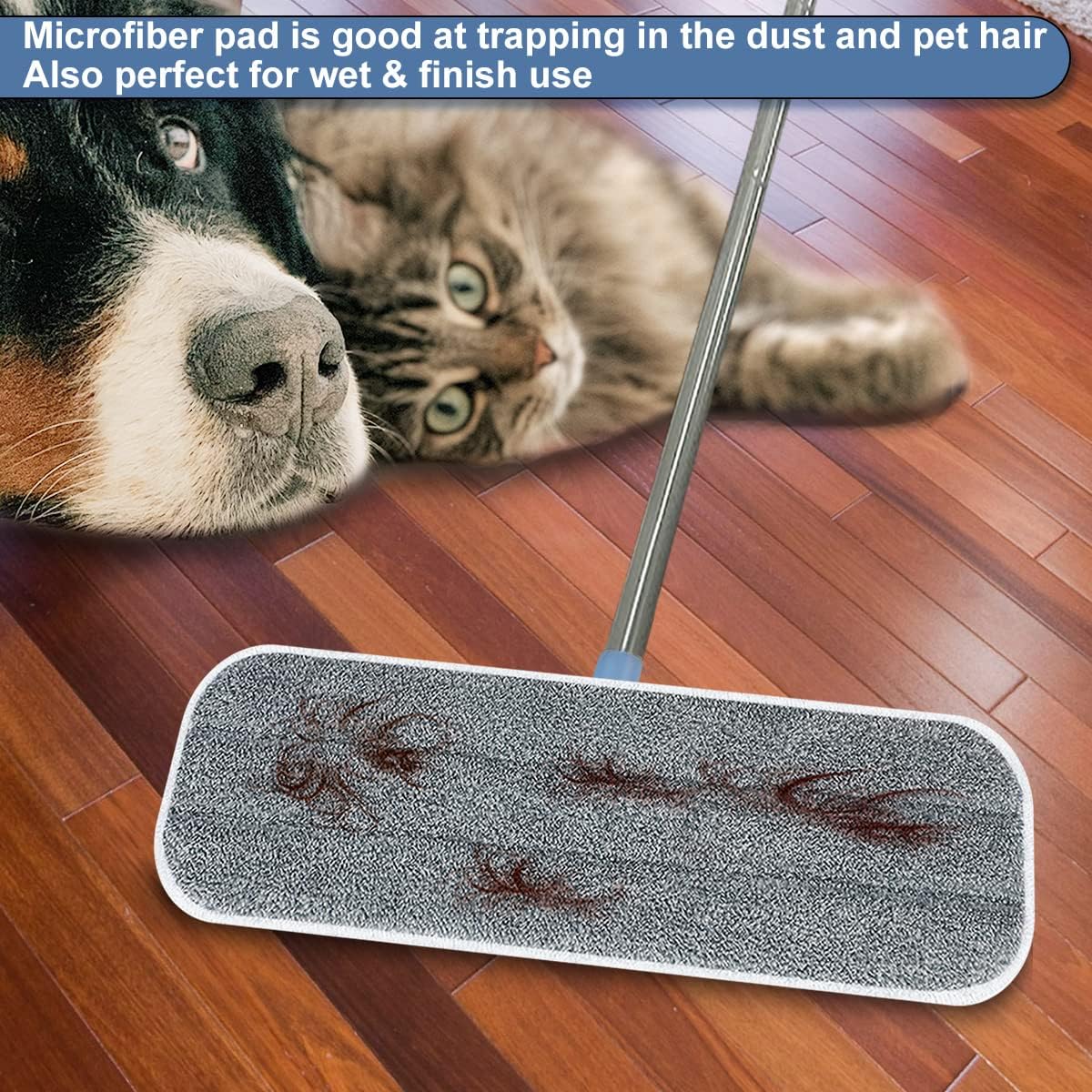 Microfiber Replacement Mop Pads 16.5''x5.5'' Compatible with Most Reveal Mop, 5 Packs Reusable Wet/Dry Floor Cleaning and Scrubbing Mops Refill Fit 14” to 16” Spray Mop Heads