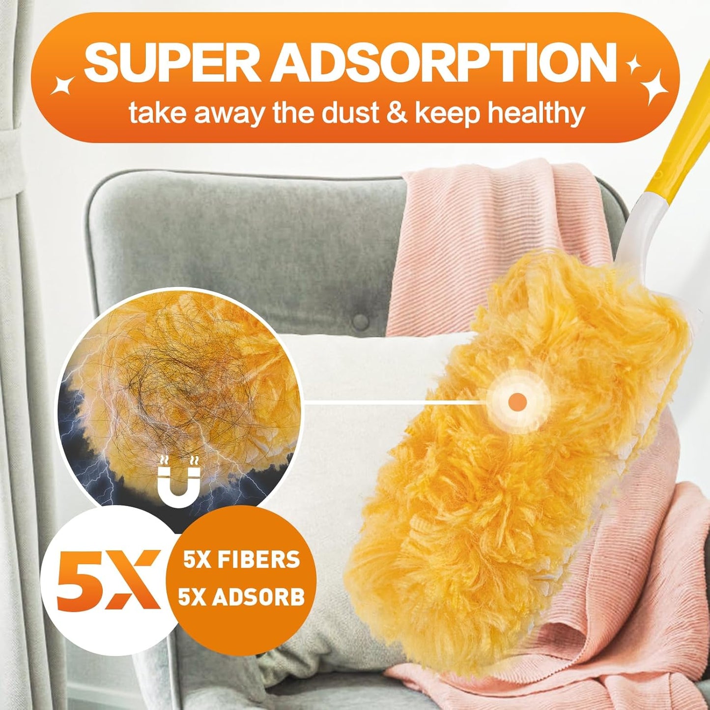 Heavy Duty Duster Refills, Unscented Disposable Dusters Kit for Cleaning Dusting Furniture Blind Ceiling Fan, Multi Surface 360 Feather Duster (100)