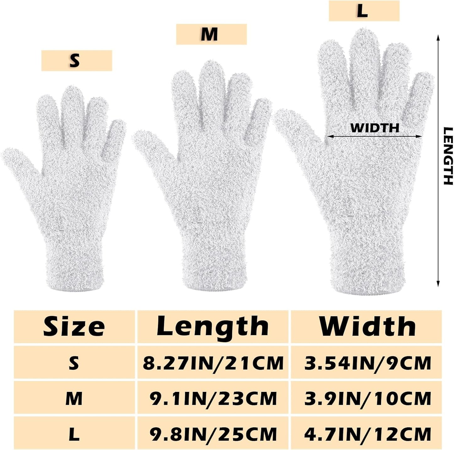 Patelai 3 Pairs Microfiber Plant Dusting Gloves Leaf Cleaning Gloves for Indoor Plants, Blinds, Furniture, House(Small,White)