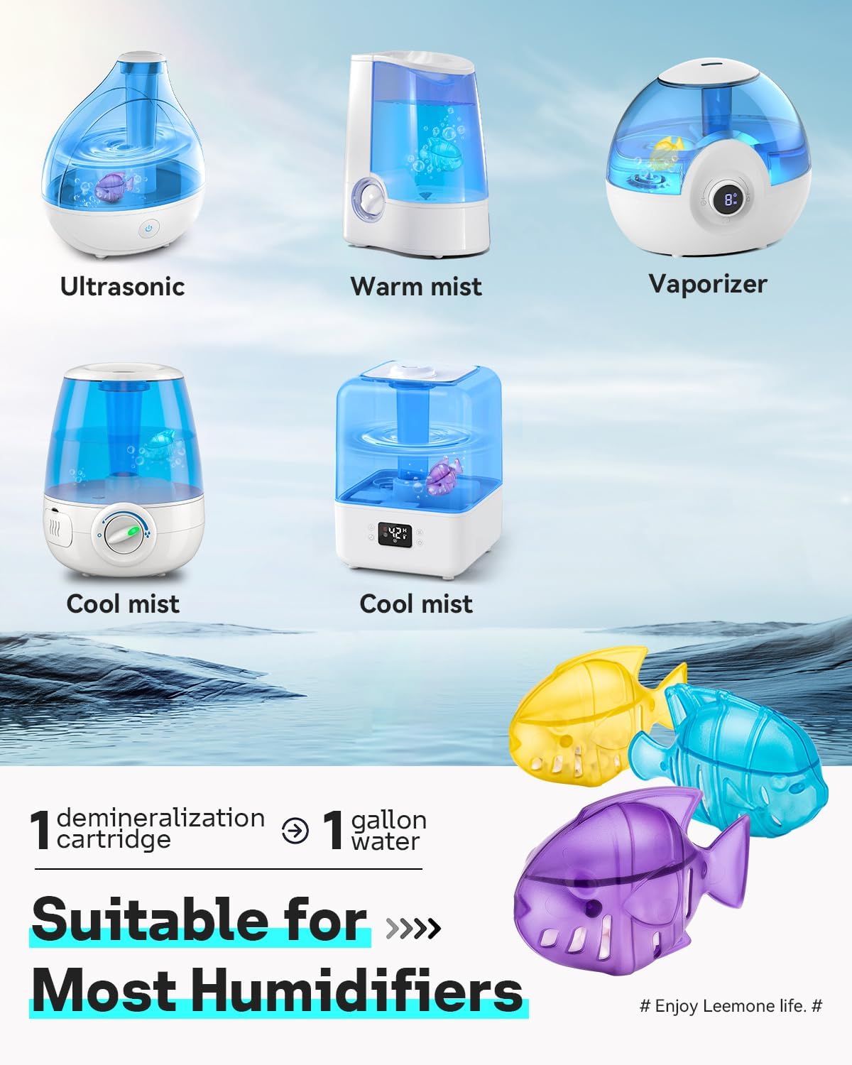 Leemone Humidifier Cleaning Fish for Humidifiers & Fish Tanks, 10 Pack Humidifier Cleaner, Purifies Water, Prevents Hard Water Build Up, Reduces Scale