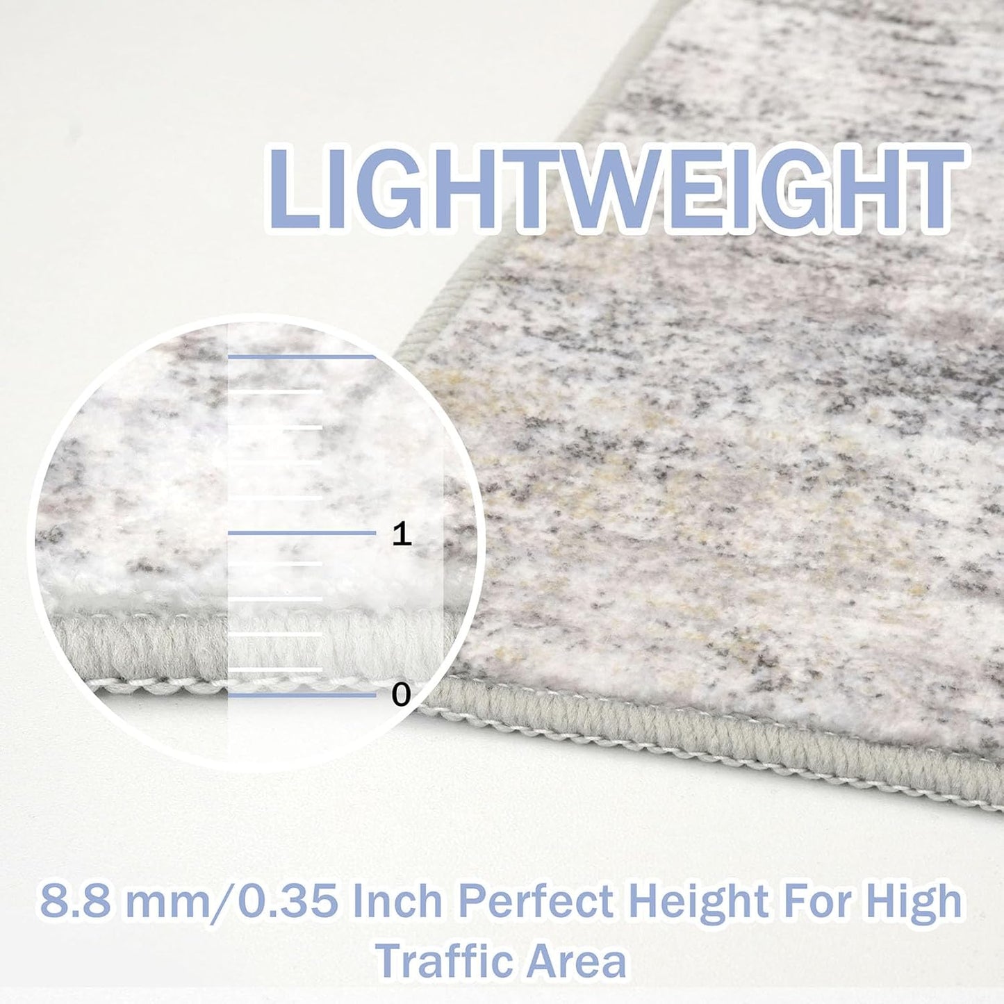 IOHOUZE Abstract Runner Rug 2x6 Ft Washable Runners for Hallways, Non Slip Kitchen Runner Printed Faux Wool Entryway Runner Indoor, Modern Abstract Floor Carpet for Hall Kitchen Bedroom, Grey Beige