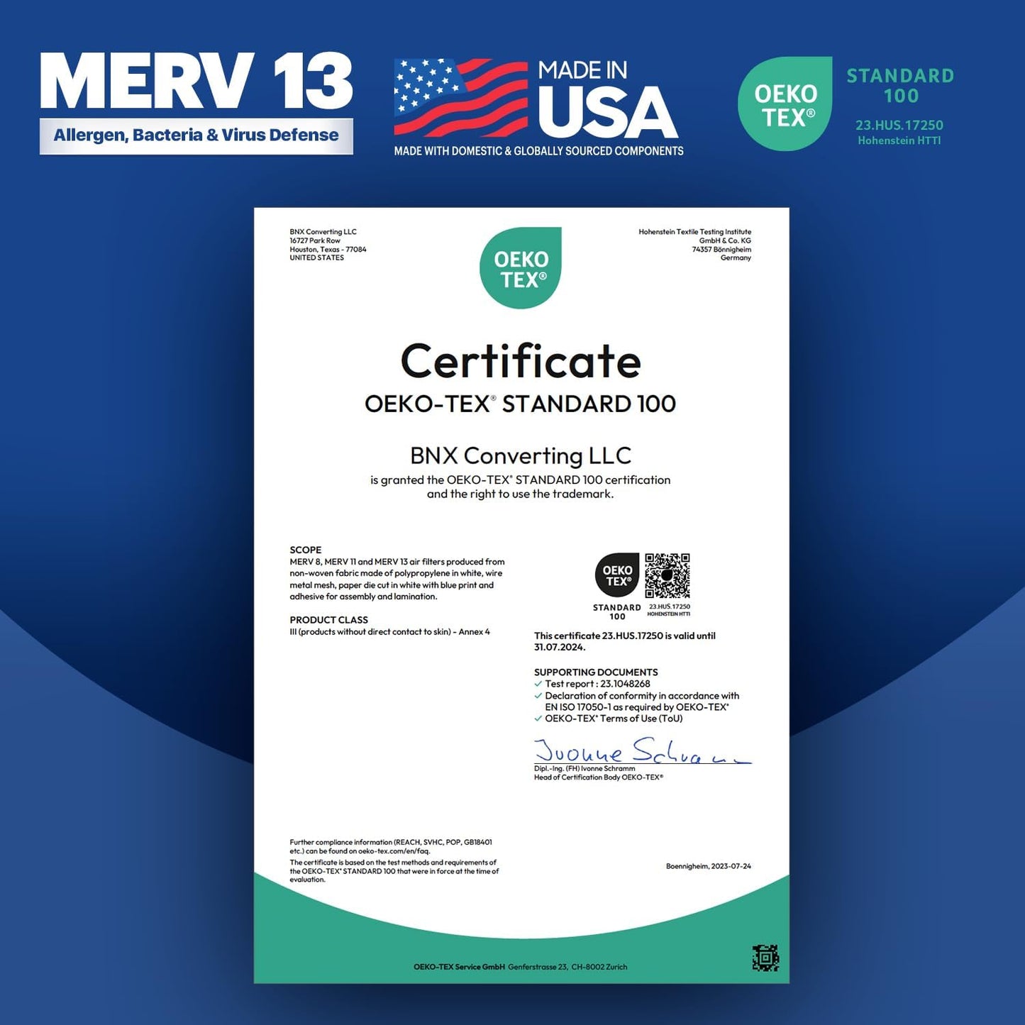 BNX TruFilter 18x20x1 Air Filter MERV 13 (6-Pack) - MADE IN USA - Electrostatic Pleated Air Conditioner HVAC AC Furnace Filters for Allergies, Pollen, Mold, Bacteria, Smoke, Allergen, MPR 1900 FPR 10