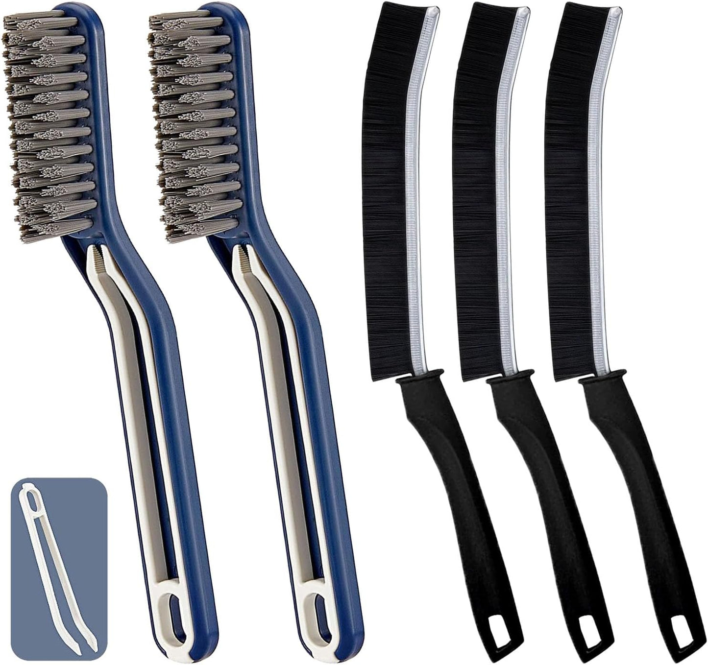 5 PCS Crevice Cleaning Brush, Multifunctional Hard Bristle Grout Cleaner Brush, Bathroom Cleaning Brush Tool with Clip,Kitchen Brush for Household, Kitchen, Window, Sink, Toilet, Grout