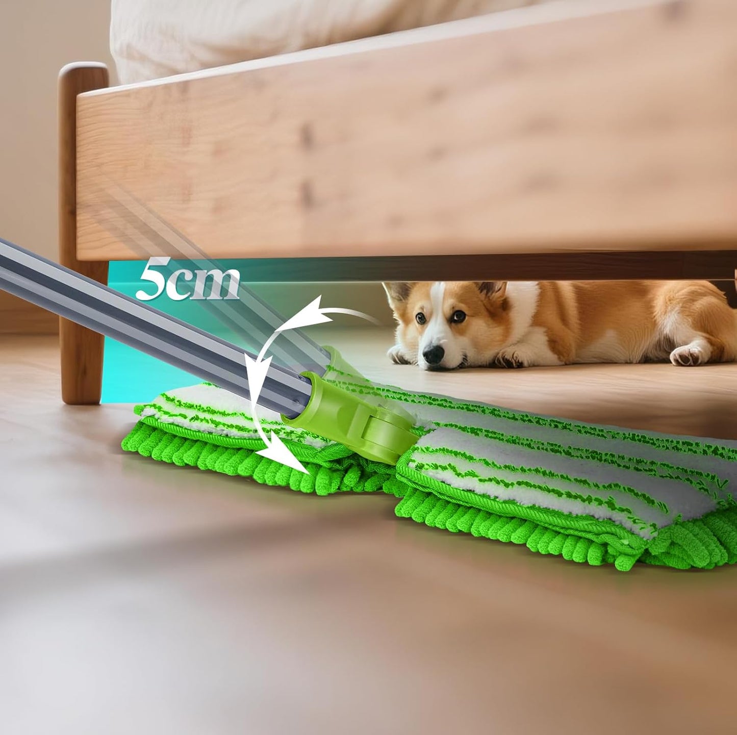 MASTERTOP Microfiber Mops for Floor Cleaning, Double-Sided Dust Mop with 4 Reusable & Washable Mop Pads, Wet Dry Flat Mop with Extension Stainless Steel Handle for Hardwood, Vinyl, Laminate