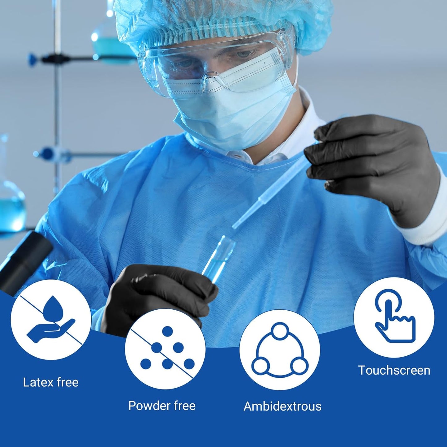 JMU Nitrile Gloves Medium, 3.5Mil Disposable Nitrile Exam Gloves Latex Free Powder Free, 4000 Pcs