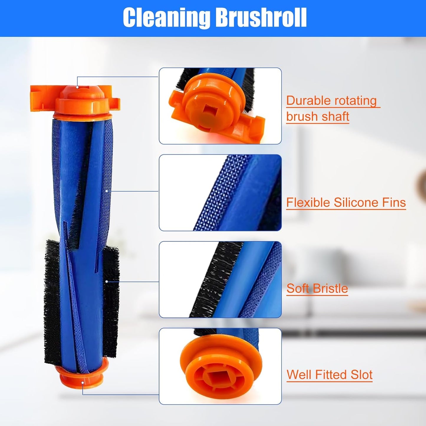 RV2310AE Replacement Parts for Shark AV2310AE/RV2320S/RV2300S/UR2350AE/UR2360S Matrix Robot Vacuum Cleaner,1 Main Brush Roller, 6 Side Brushes, 2 HEPA Filters, 2 Foam Filters(Not for RV2300/RV2310)