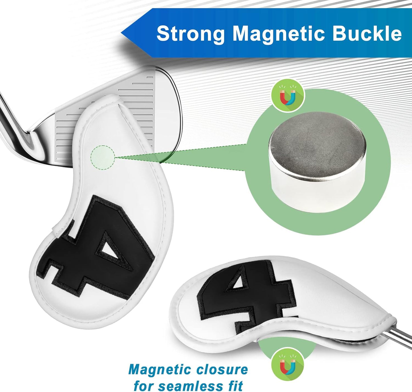 CRAFTSMAN GOLF 12pcs or 1pc Thick Synthetic Leather Golf Iron Head Covers Set Headcover Fit All Brands Callaway Ping Taylormade Cobra Etc. Also Custom Name