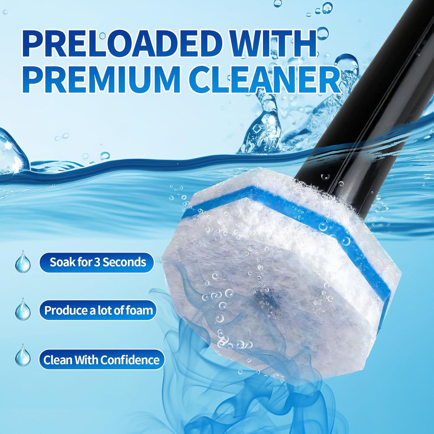 Disposable Toilet Bowl Brush with 36 Toilet Wand Refills Pads Replacement Heads, Toilet Cleaning Stick,Toilet Bowl Cleaner Wands Holder and Set, Toilet Cleaning System Starter Kit