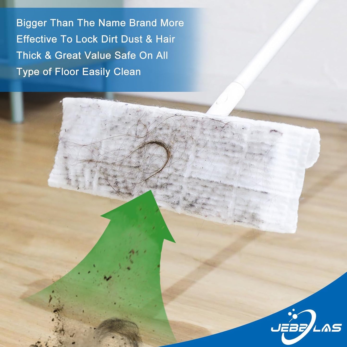 JEBBLAS Disposable Mop Cloth Dry Sweeping Pad for Floor Mop Sweeping Cloths Multi Surface Refills, 180 Count