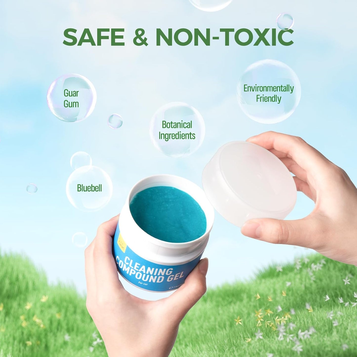 CLICK CLEAN Cleaning Gel for Car, 7oz Car Detailing Tools, Car Cleaning Putty Gel, Car Interior Cleaner Universal Dust Cleaner for Keyboard, Laptop, Car Air Vents (Bluebell)