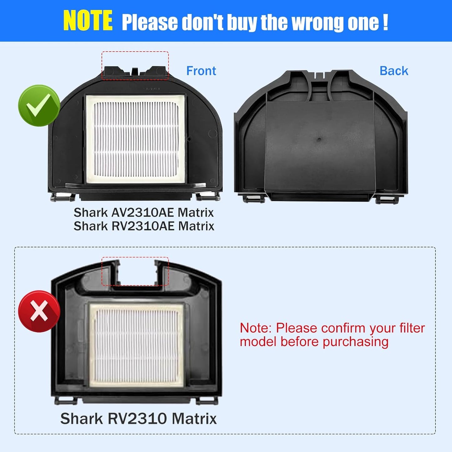 RV2310AE Replacement Parts for Shark AV2310AE/RV2320S/RV2300S/UR2350AE/UR2360S Matrix Robot Vacuum Cleaner,1 Main Brush Roller, 6 Side Brushes, 2 HEPA Filters, 2 Foam Filters(Not for RV2300/RV2310)