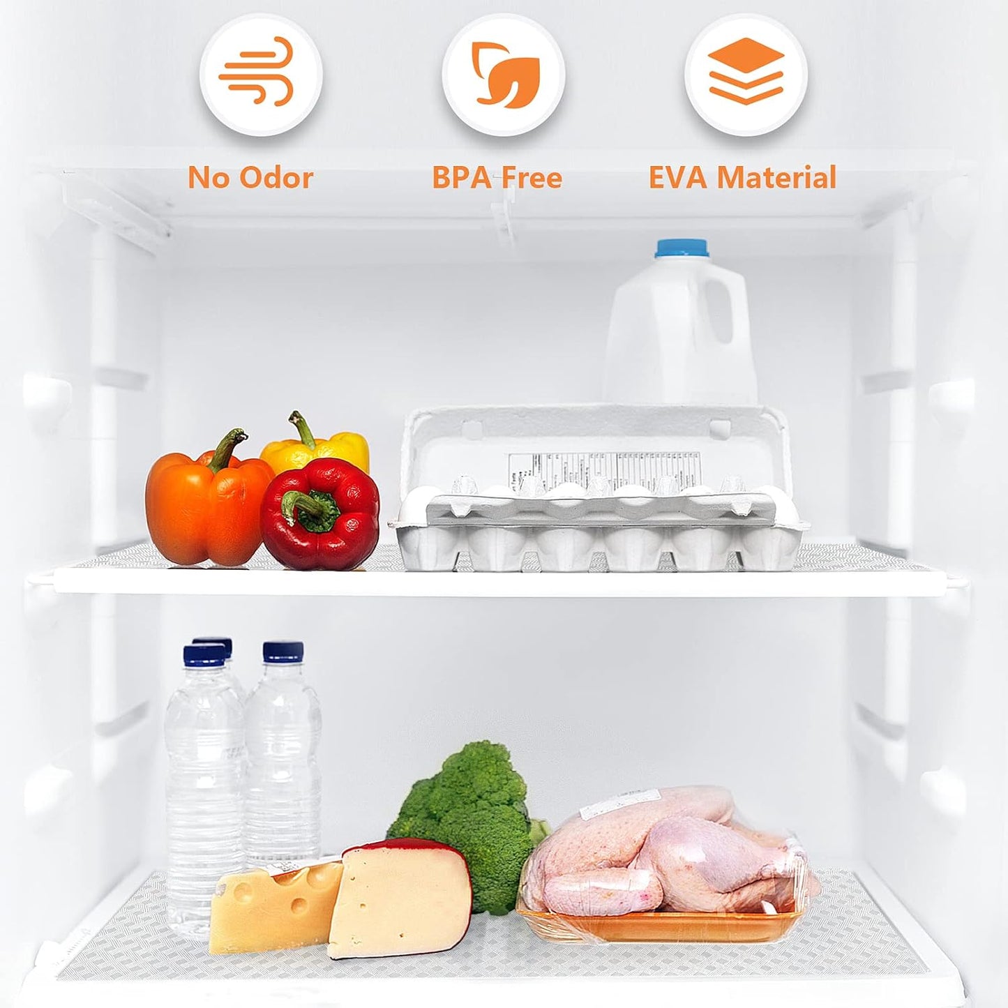 Shelf Liners for Kitchen Cabinets Refrigerator Liners Waterproof & Oil-Proof Kitchen Cupboard Liner Non-Slip Drawer Mats EVA Material Non Adhesive Fridge Liner for Shelves Diagonal Pattern Clear