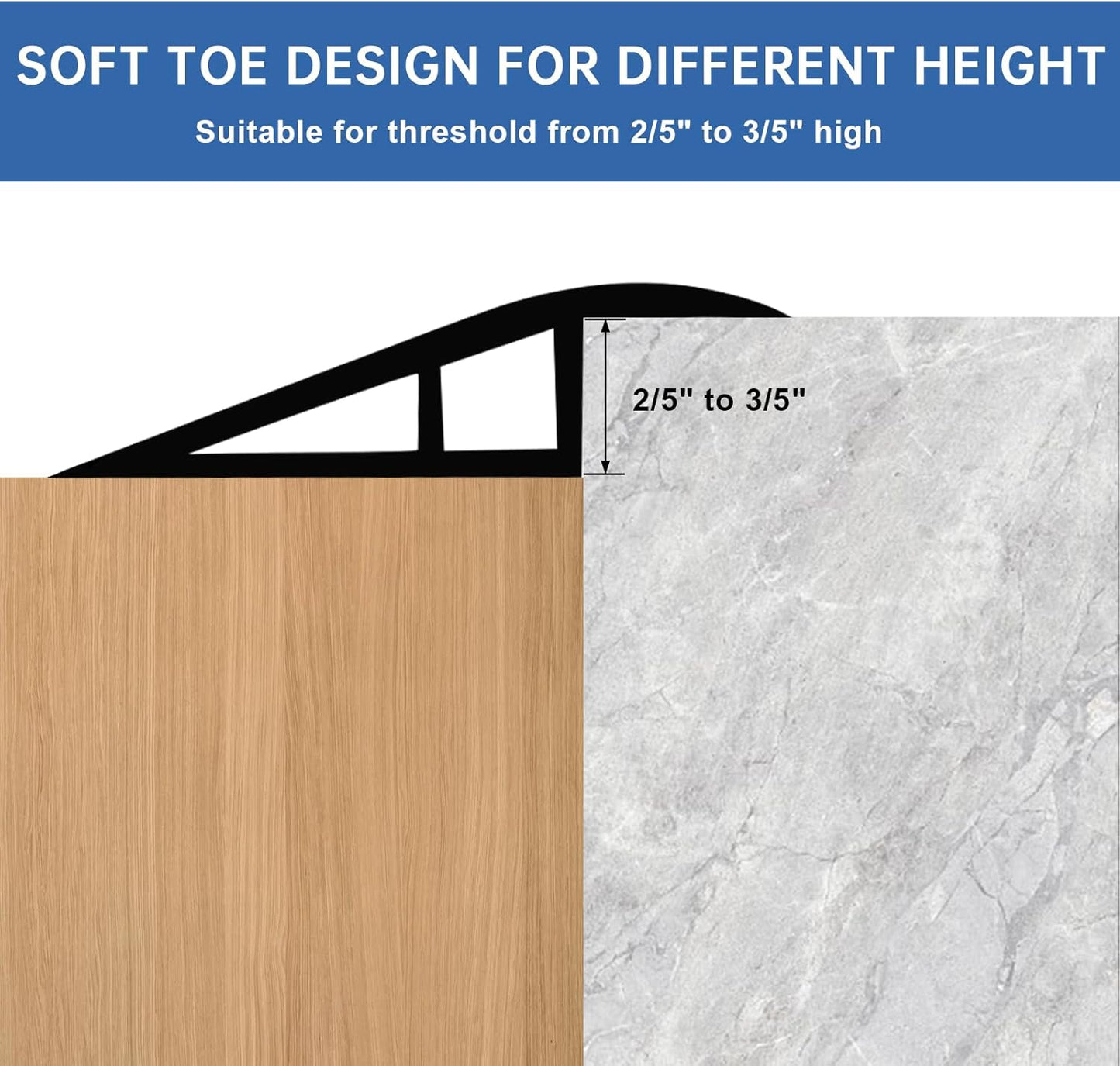 Vinyl Door Threshold Flooring Transition Strip Self Adhesive Carpet Edging Strip for Laminate Doorway Edge Threshold from 2/5" to 3/5" (Beige Wood Grain, 6.6 Ft)