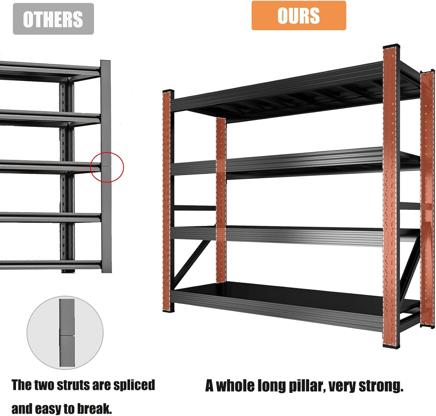 5000LBS Garage Shelving 59" W Heavy Duty Storage Shelves, 4 Tier Industrial Adjustable Metal Shelves, Shelving Units for Garages, Warehouses