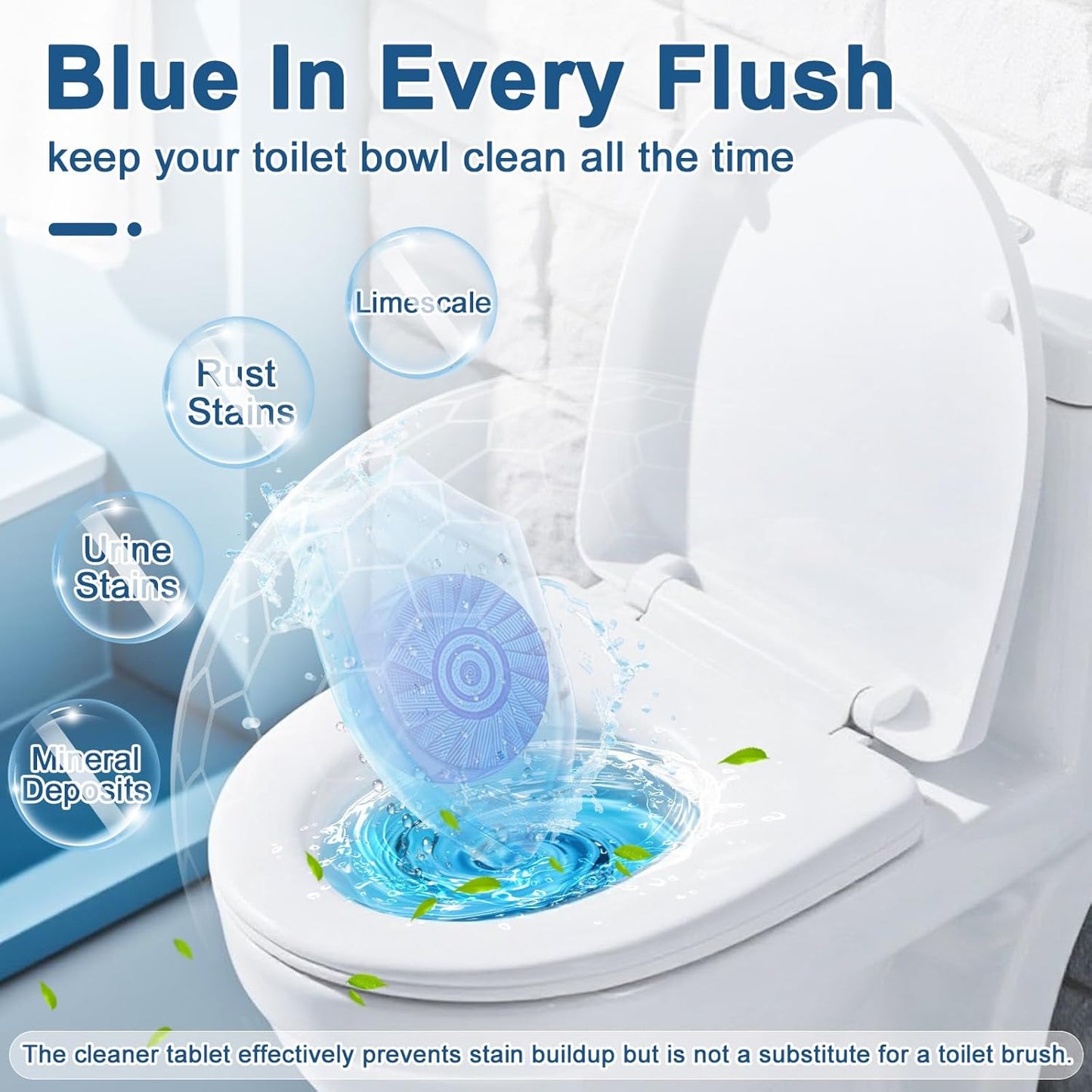 Toilet Bowl Cleaners, Automatic Toilet Bowl Cleaner Tablets Blue Gel Powerful Clean, Septic Safe Toilet Tank Cleaner, Bathroom Deodorizer & Prevent Stain, Fresh Scent-10 PACKS