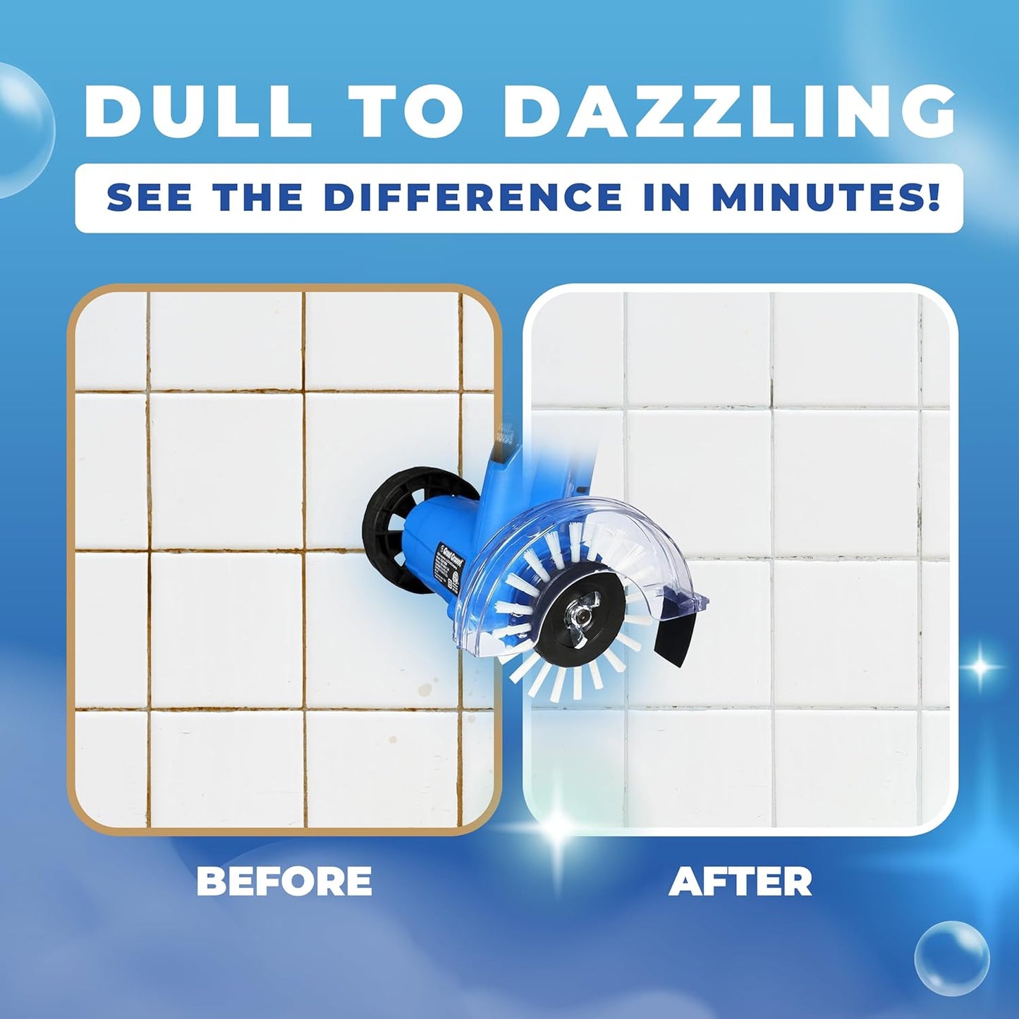 Grout Groovy! Electric Stand-Up Grout Cleaning Machine – Lightweight Deep Cleaner for Tile Floors, Bathrooms & Kitchens | Easy-to-Use Floor Scrubber Machine for Grout Lines & Tile Surfaces (Original)