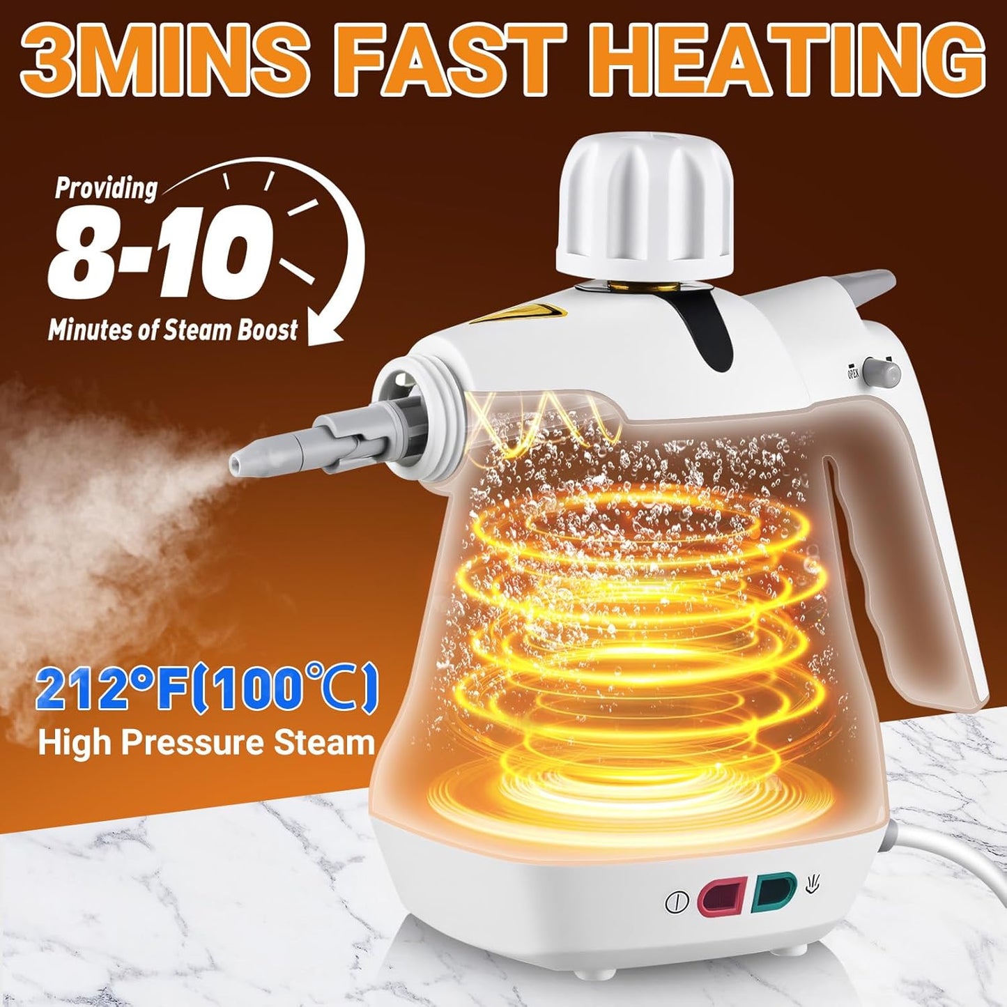 Pressurized Handheld Steam Cleaner with 11 pcs Accessories and Safety Lock, Multipurpose Steam Cleaner for Home, Portable Steamer for Cleaning Kitchen, Bathroom, Car, Floor, Furniture, Grout, Couch