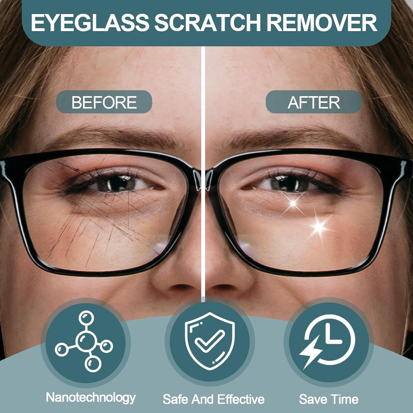 Eyeglass Scratch Remover for Lenses, Eyeglass Cleaner Spray, Glasses Lens Scratch Remover for Eyeglasses, Sunglasses Cleaning Kit (2PCS)