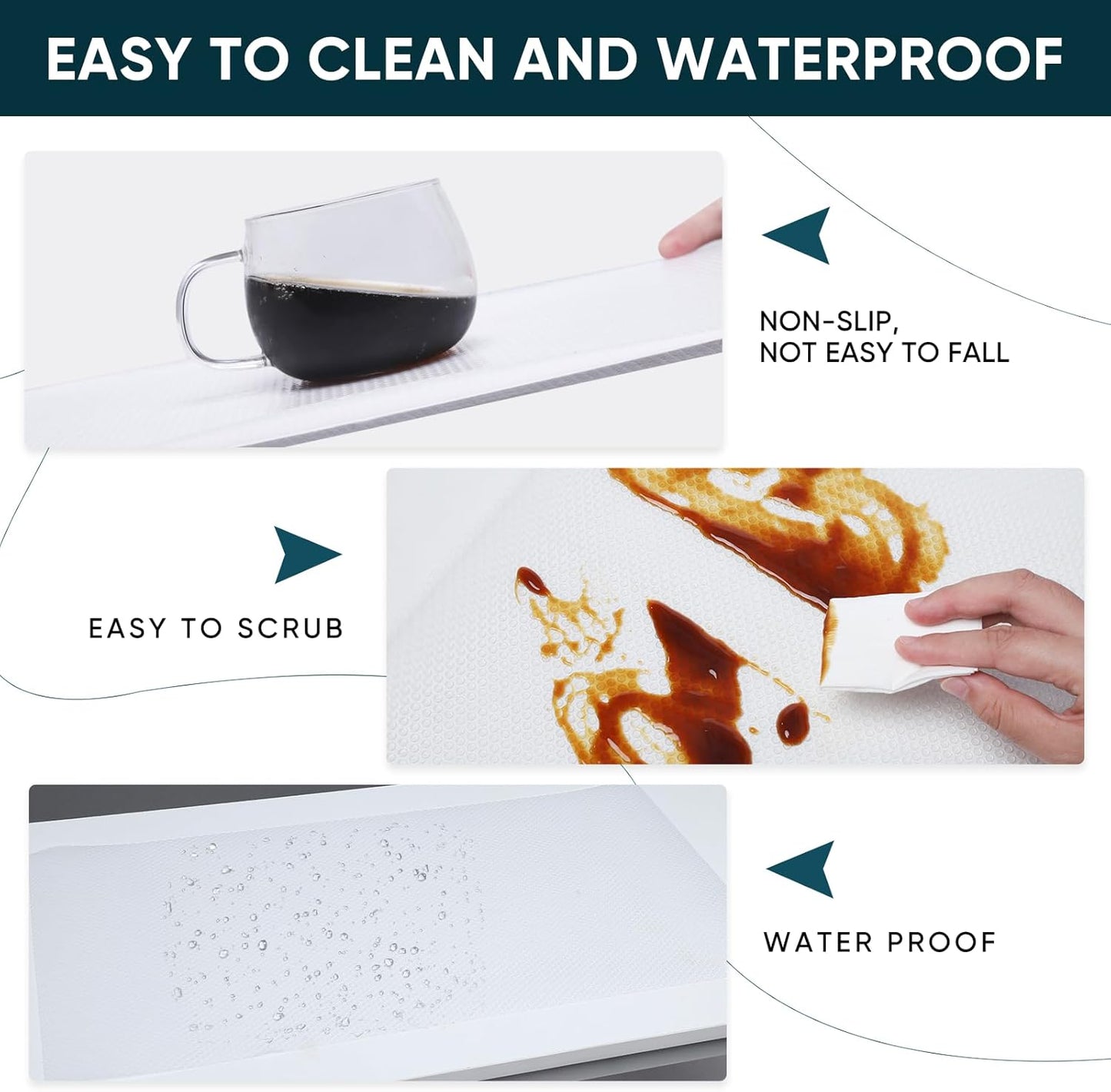Shelf Liners for Kitchen Cabinets Non-Adhesive & Washable,Non Slip Cabinet Liners for Shelves Waterproof & Oil Proof,Clear Plastic Drawer Liner,Easy to Cut & Food-Grade EVA 20'' x 20' x 2 Rolls CT-202