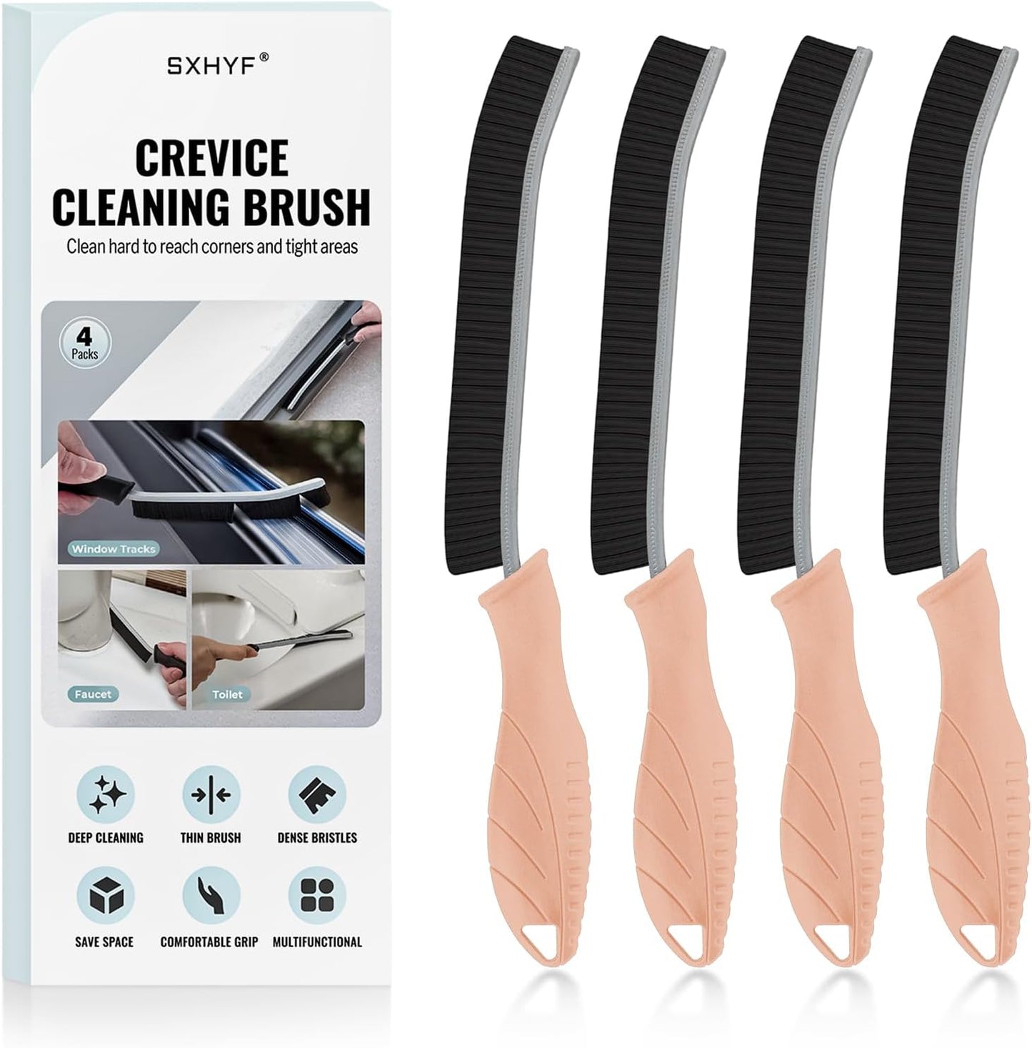 SXhyf Crevice Cleaning Brush - Grout Scrub Brush, House Cleaning Supplies, Gap Cleaning Tools, Home Essentials, Gifts for Women Men, Hard Bristle Crevice Cleaner Brush for Household Use, Bathroom