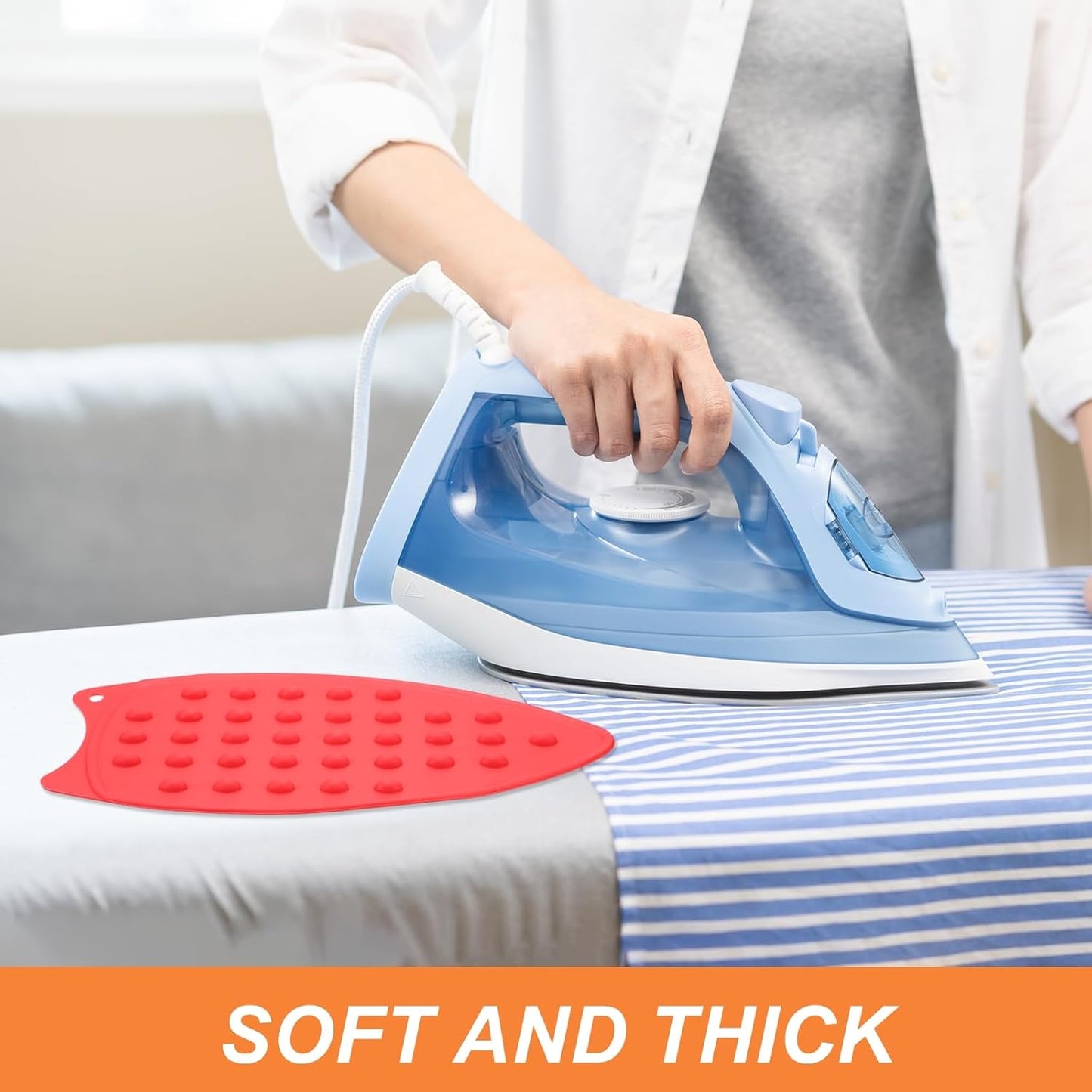 PATIKIL Silicone Iron Rest Pad, 2 Pcs Multipurpose Hot Heat Resistant Iron Rest Plate Protective Pad for Ironing Board Hot Resistant Steamer Steam Compact Mat, Red Yellow