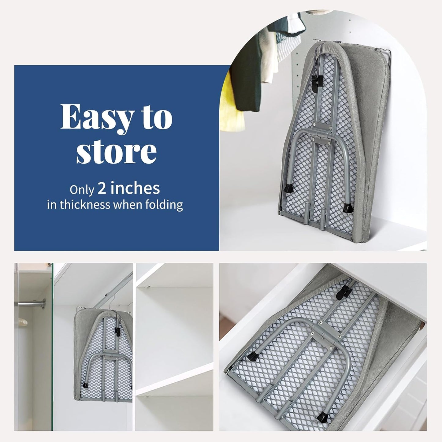 Tabletop Ironing Board with Iron Rest, Small Ironing Board Foldable with Heat Resistant Cover, BlissBoard Mini Compact Iron Table for Dorms, Aprtment and Travel, 31"x12", Grey