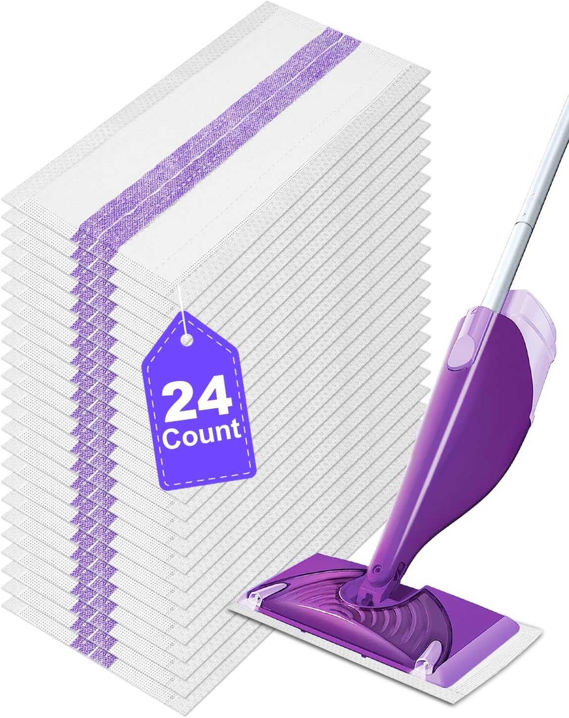 Spray Mop Pad Refill Compatible with Swiffer WetJet Mop, Disposable Multi Surface Floor Mop Pads, Thickness & Absorbent, 24 Count