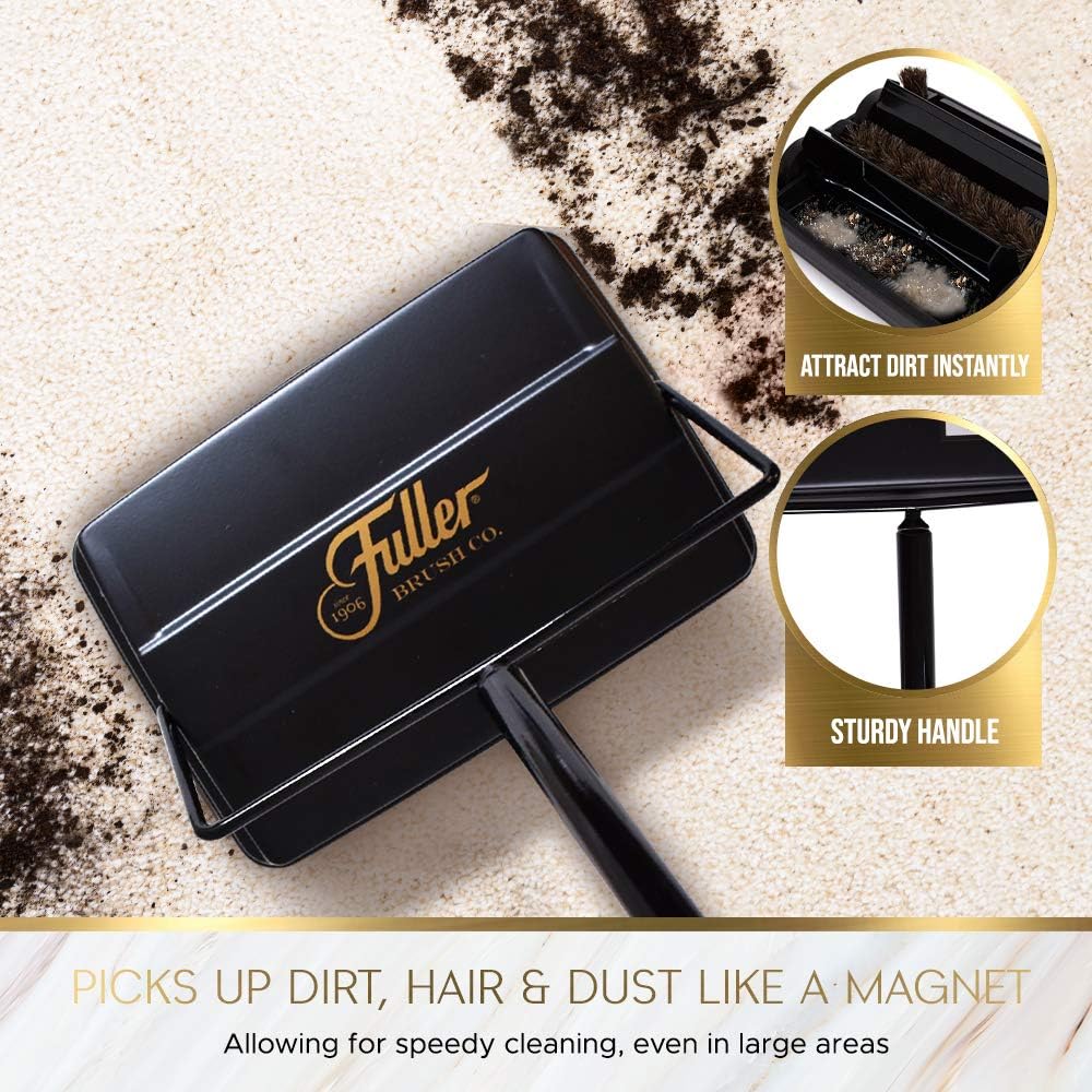 Fuller Brush 17031 Electrostatic Carpet & Floor Sweeper - 9" Cleaning Path - Lightweight - Ideal for Crumby Messes - Works On Carpets & Hard Floor Surfaces - Gold