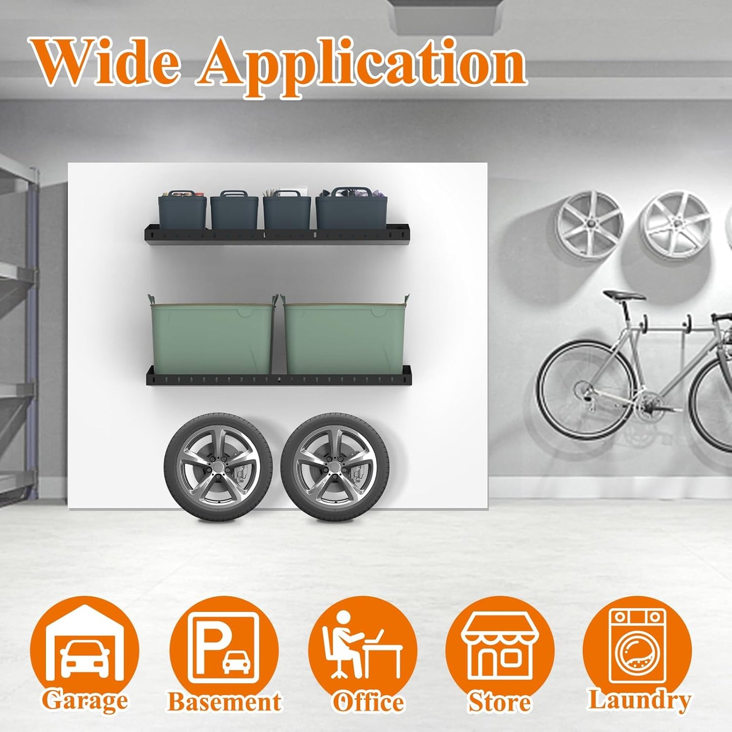 PEKGRIL 2 Pack Garage Wall Shelf, 1X2 Ft Heavy Duty Garage Shelving, Wall Mounted Storage Shelves for Laundry Room, Closet, Holds Up to 150 Lbs