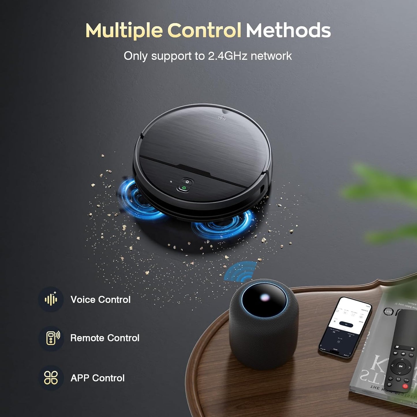 Robot Vacuum and Mop Combo, 2 in 1 Robotic Vacuums Cleaner with WiFi/App, Robot Vacuum with Water Tank, Strong Suction, Schedule, Self-Charging, Quiet, for Hard Floor, Pet Hair, Low Pile Carpet