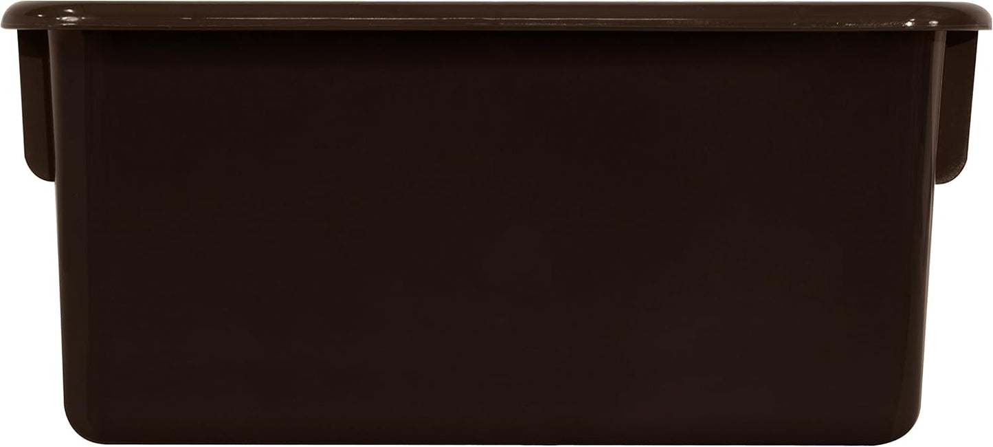 Wood Designs Cubby Storage Bin, Heavy Duty Plastic Containers for Kids Brown Cubby Tray Set of 30