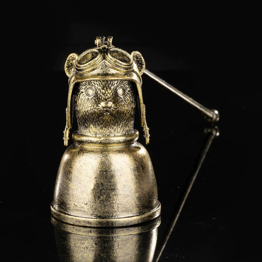 Aviator Mouse Candle Snuffer - Vintage Gunmetal Pilot Rodent with Helmet, Extinguisher Tool for Candle Lovers (8cm x 19cm)