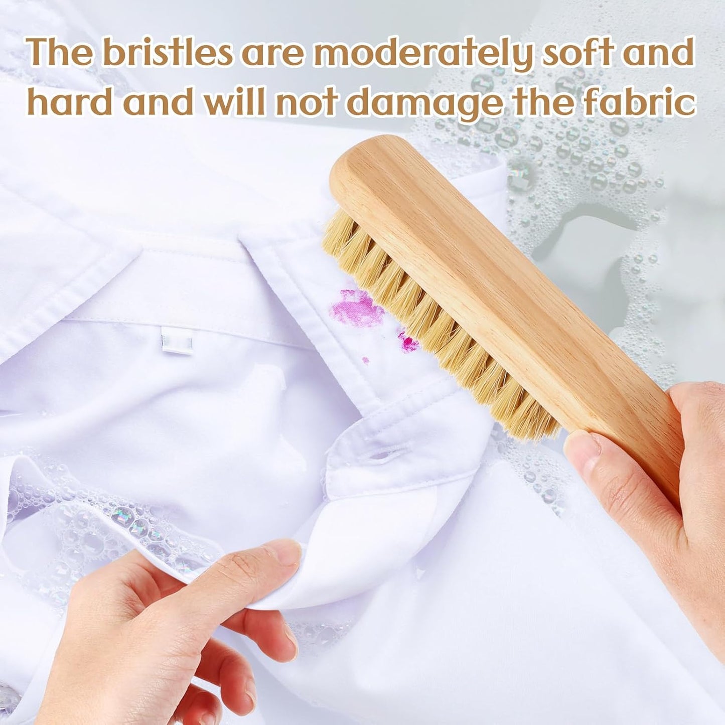 3 Pcs Wood Laundry Stain Brush Stain Remover Brushes with Boar Bristle Small Stain Brush for Clothes for Scrubbing Stains from Furniture Fabric Leather(3 Pcs F)