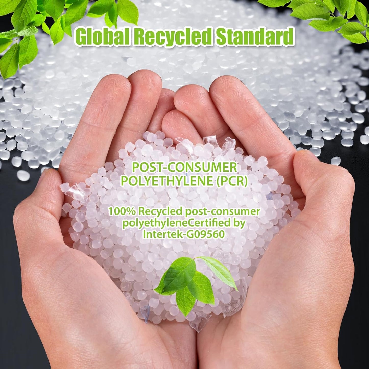 Large Trash Bag 13 Gallon Tall Drawstring 100% Post-Consumer Recycled Garbage Bag Waste Bag for Kitchen Office 0.8 Mil (200 Count)