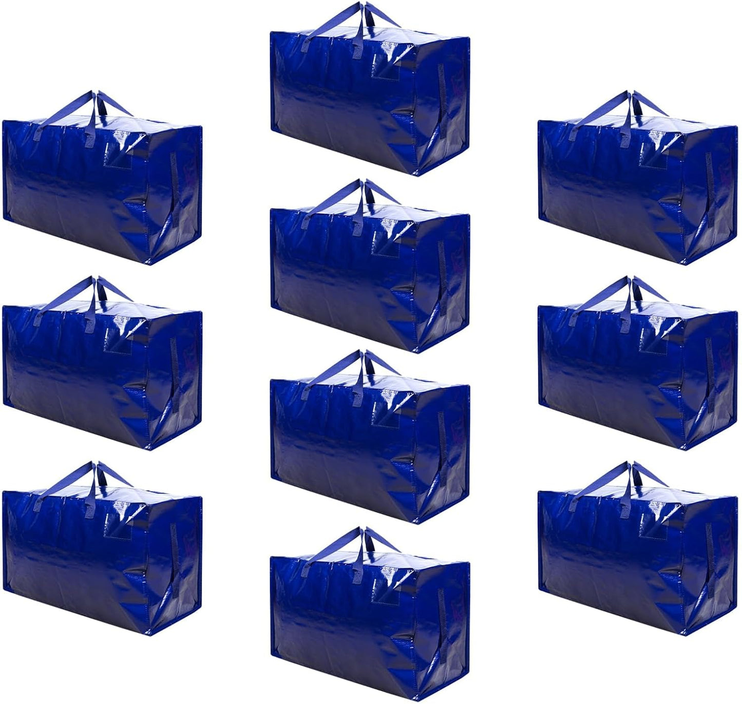 VENO 10 Pack Moving and Storage Bags, Heavy Duty, Alternative to Moving Boxes, Large Packing Totes Supplies for College Dorm Room with Zipper for Clothes, Wide Open Design (Blue, 10 Pack)